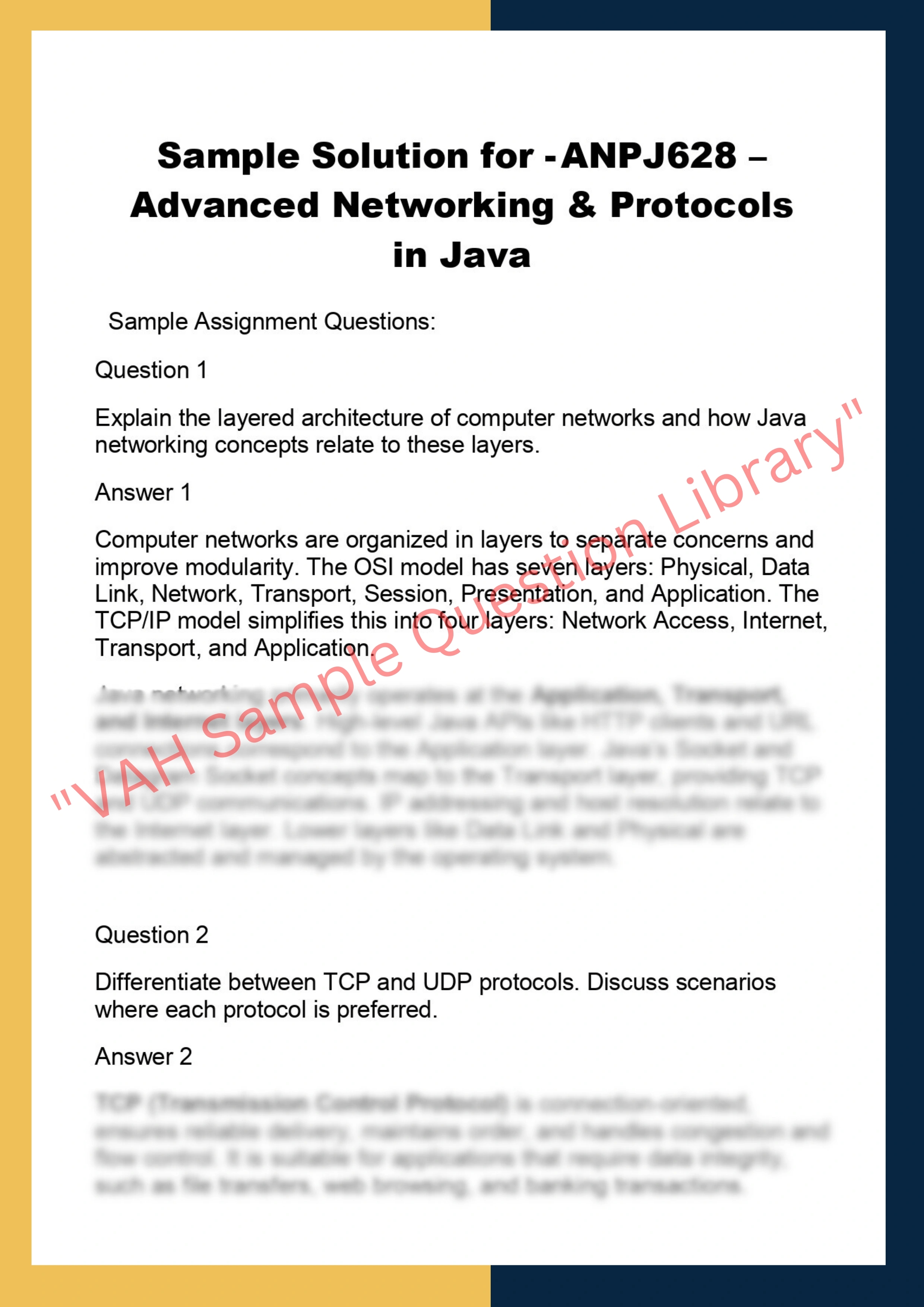 ANPJ628 – Advanced Networking & Protocols  in Java 0