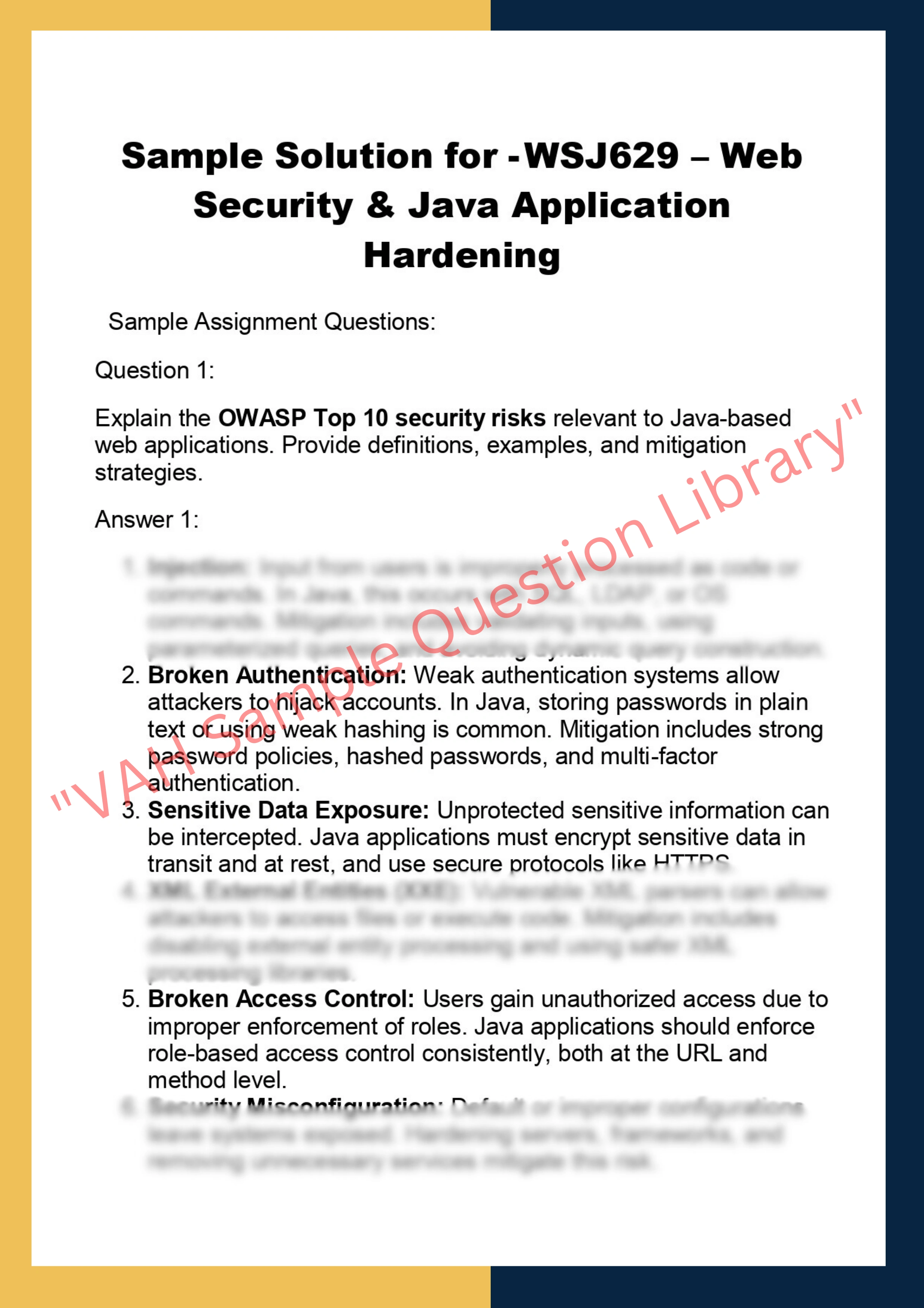 WSJ629 – Web Security & Java Application  Hardening 0