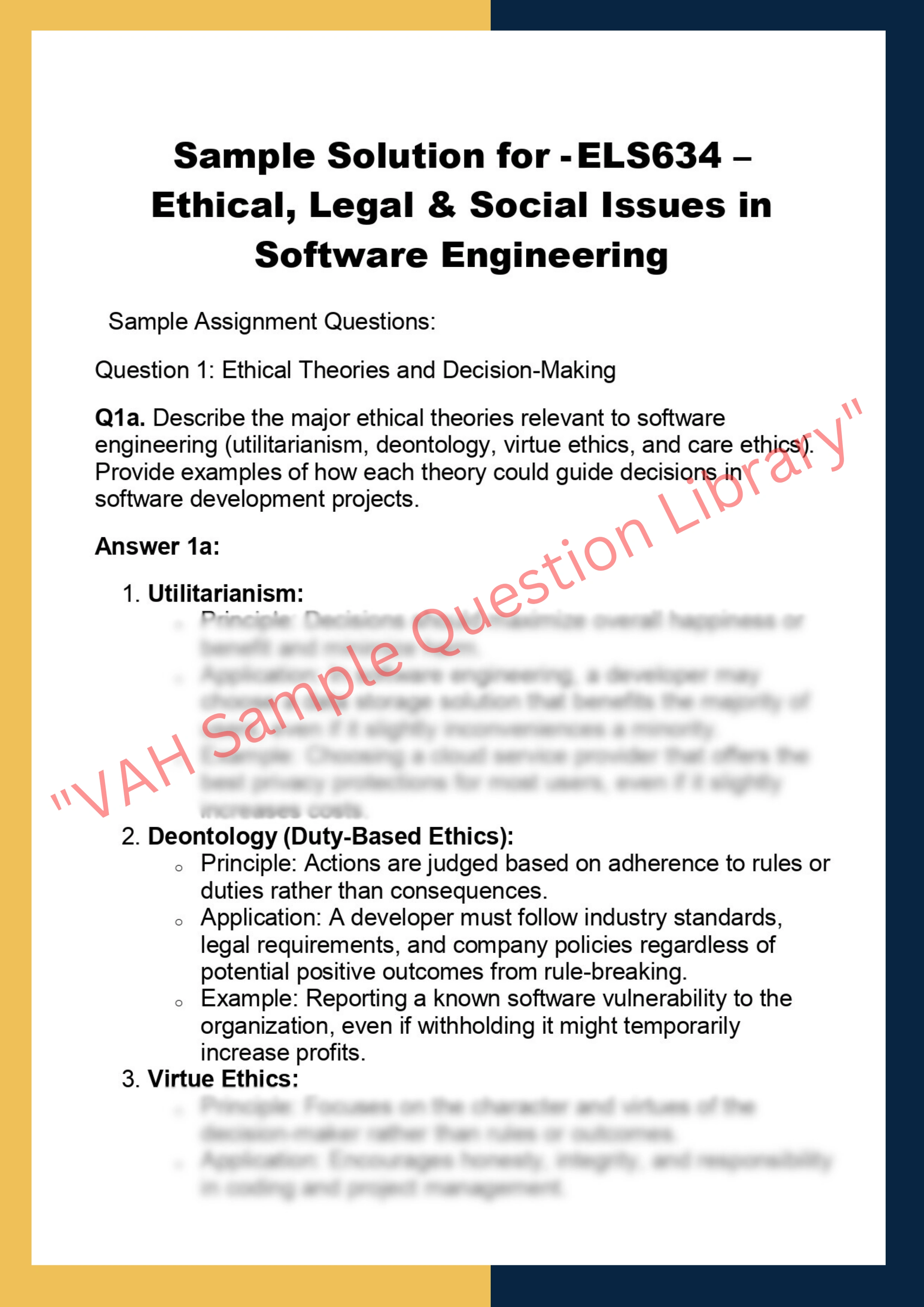 ELS634 – Ethical, Legal & Social Issues in  Software Engineering 0