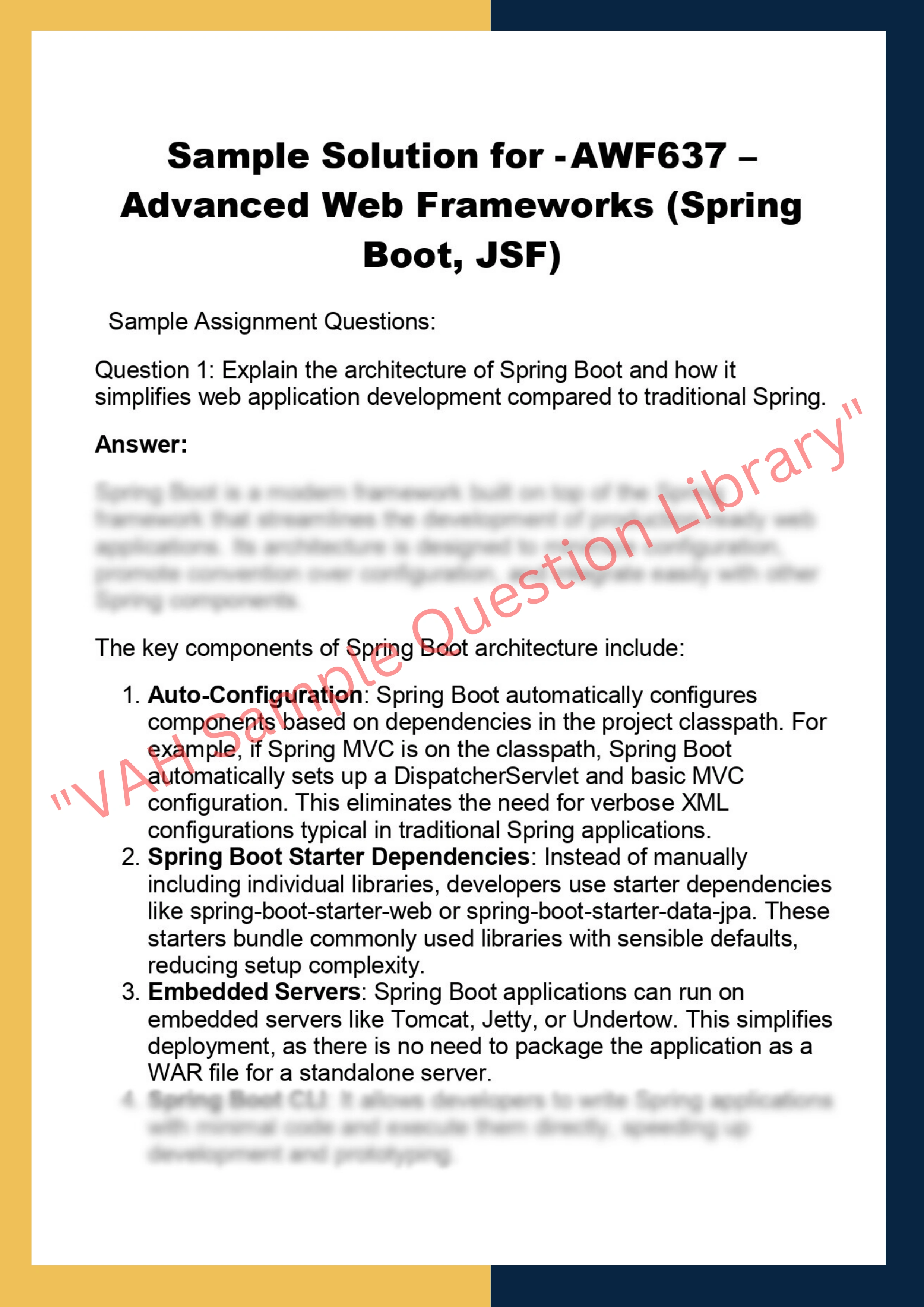 AWF637 – Advanced Web Frameworks (Spring  Boot, JSF) 0