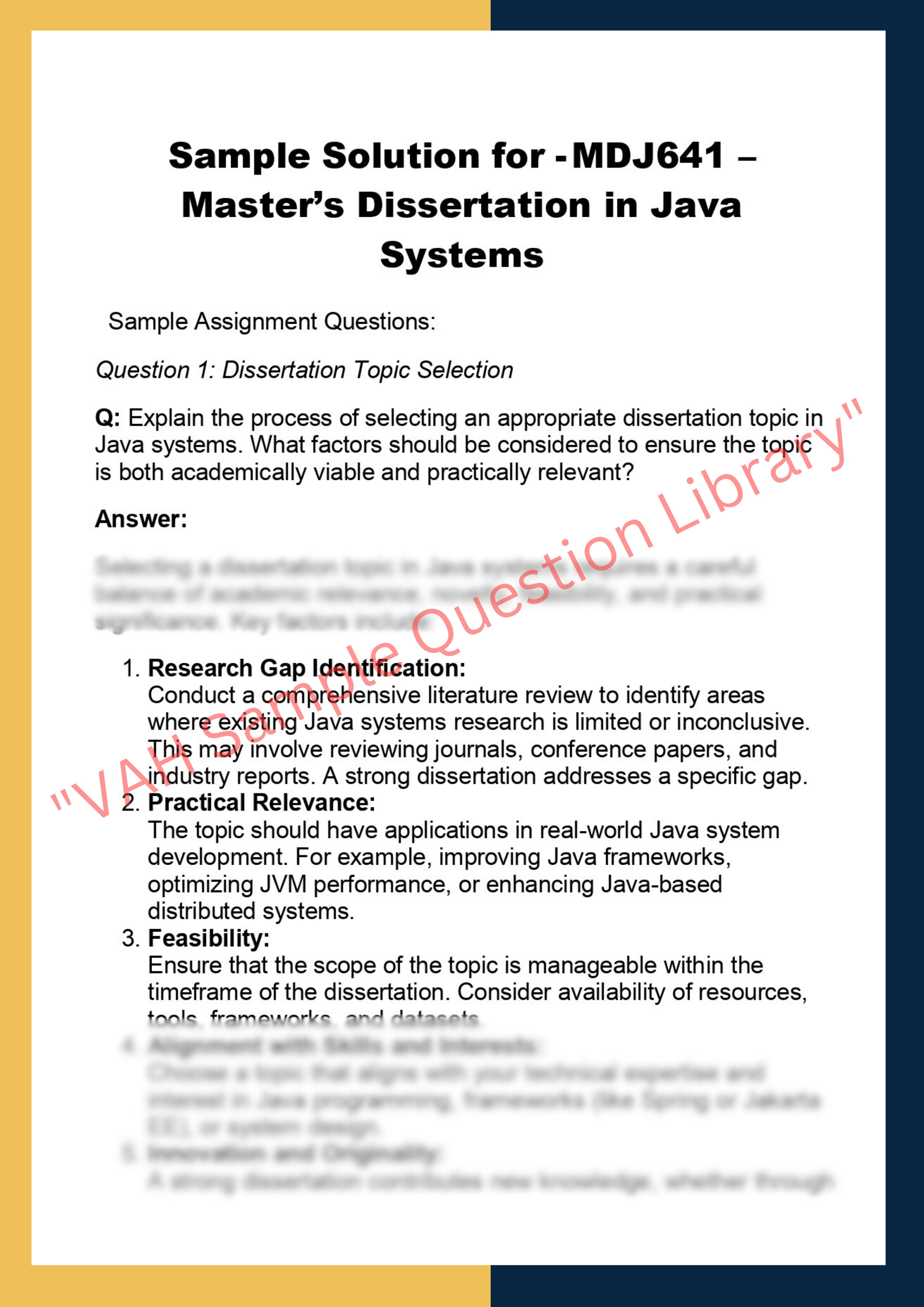 MDJ641 – Master’s Dissertation in Java  Systems 0