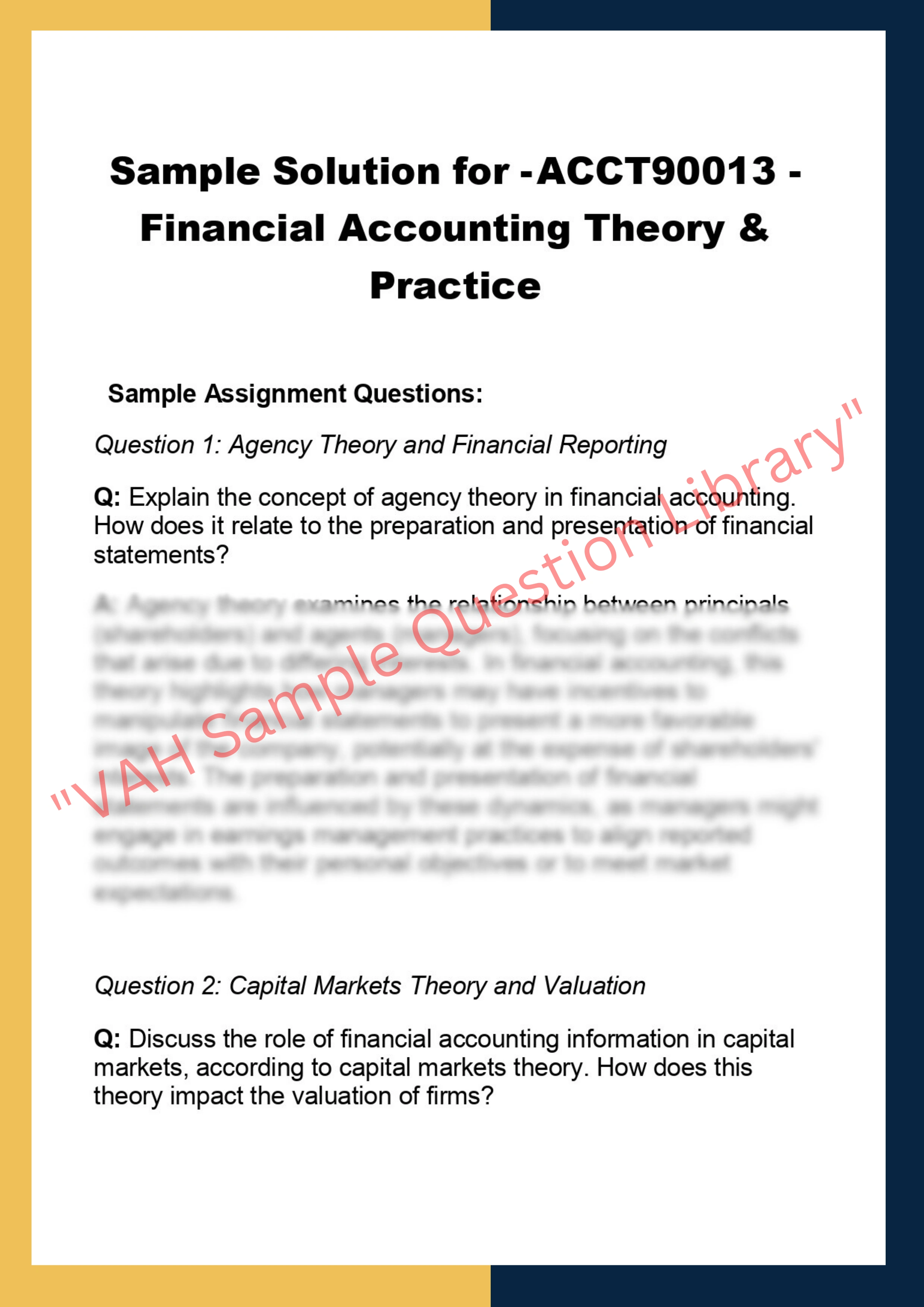 ACCT90013 - Financial Accounting Theory &  Practice 0