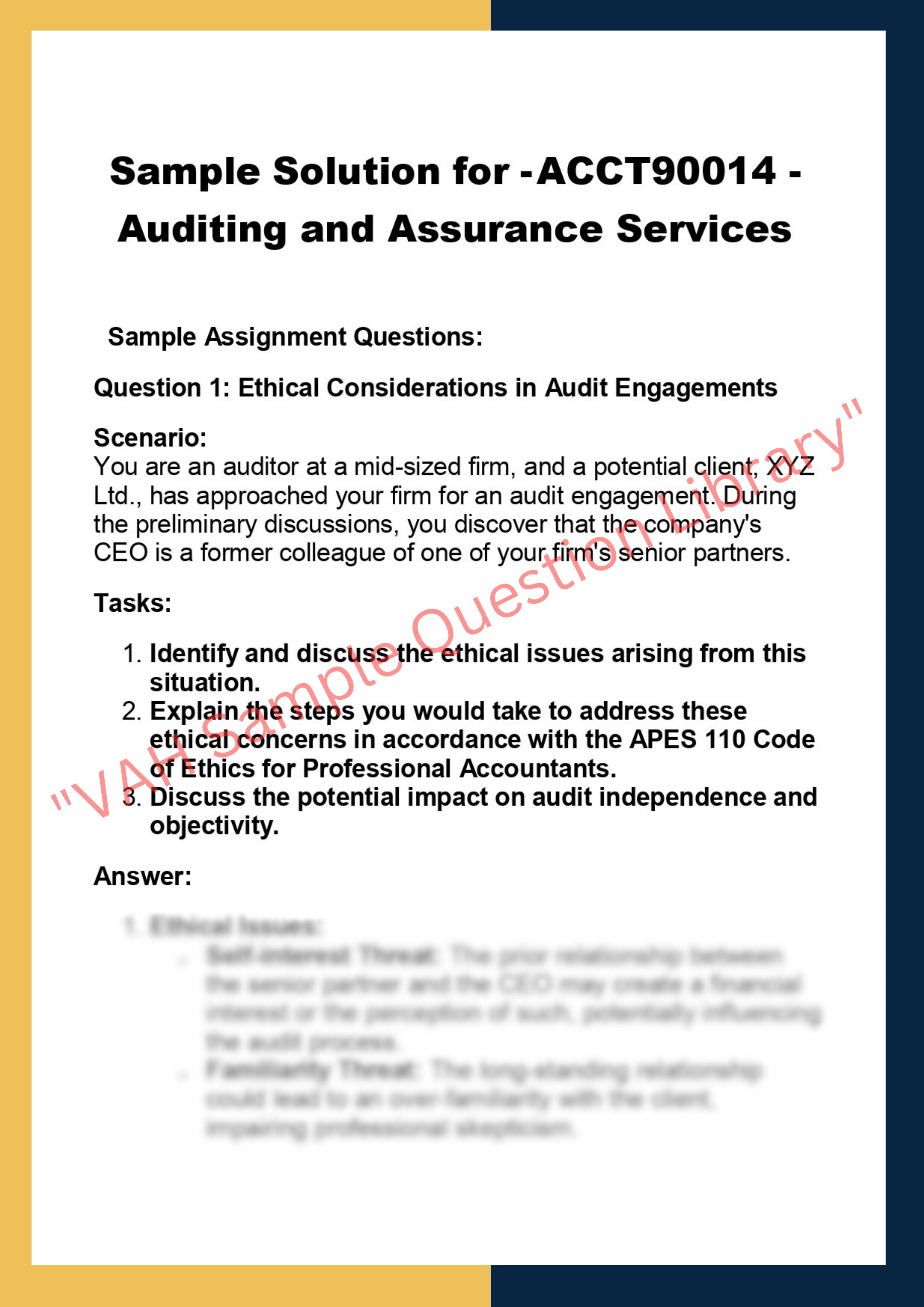 ACCT90014 - Auditing and Assurance Services 0