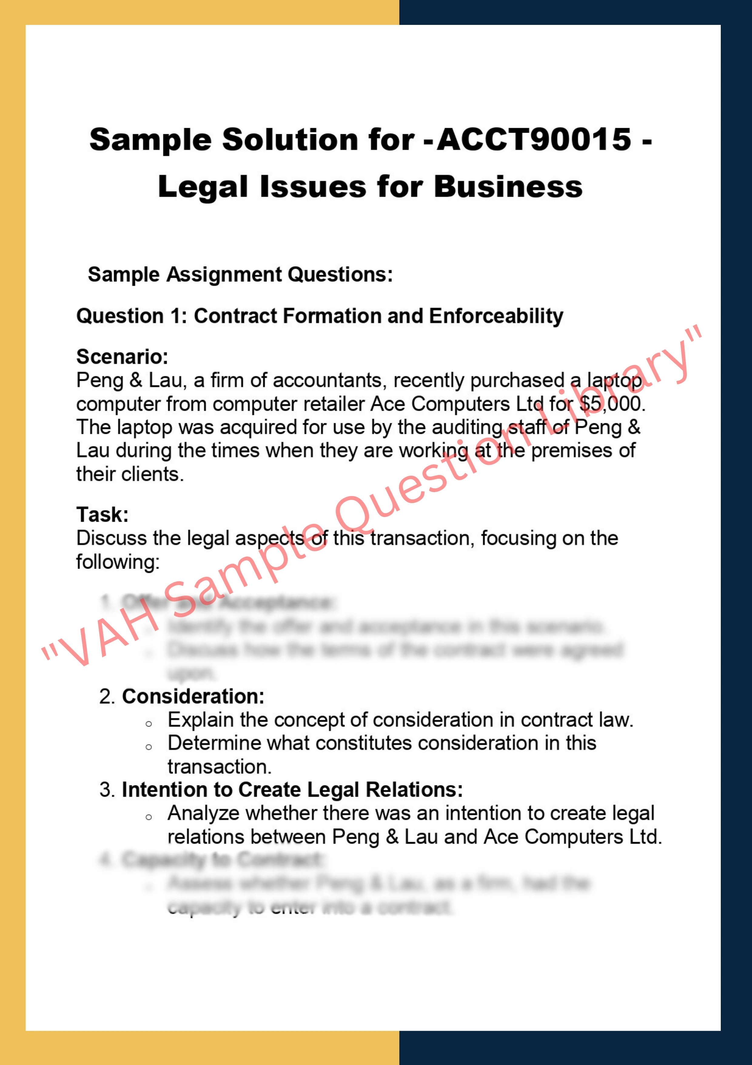 ACCT90015 -  Legal Issues for Business 0