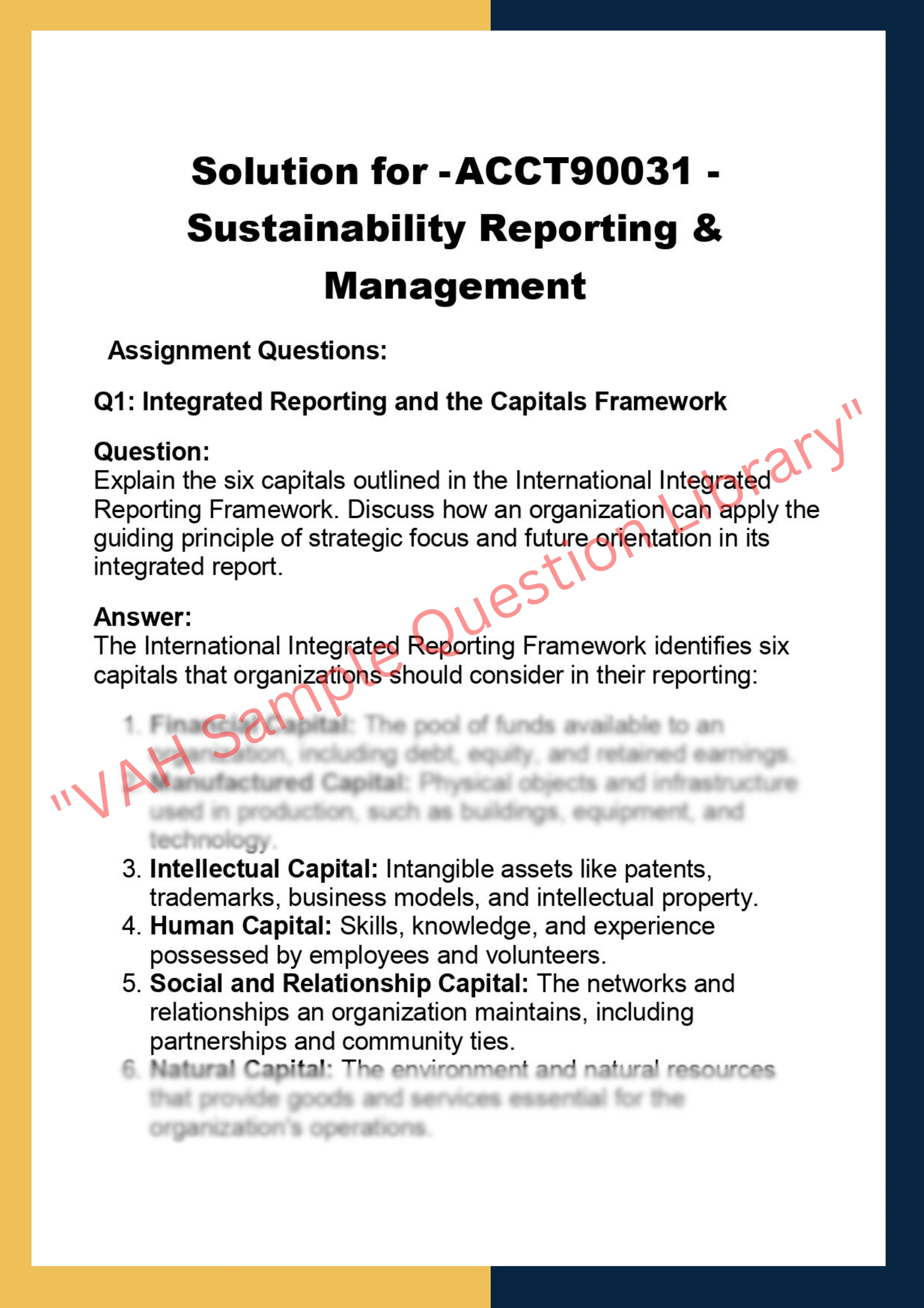 ACCT90031 - Sustainability Reporting &  Management 0