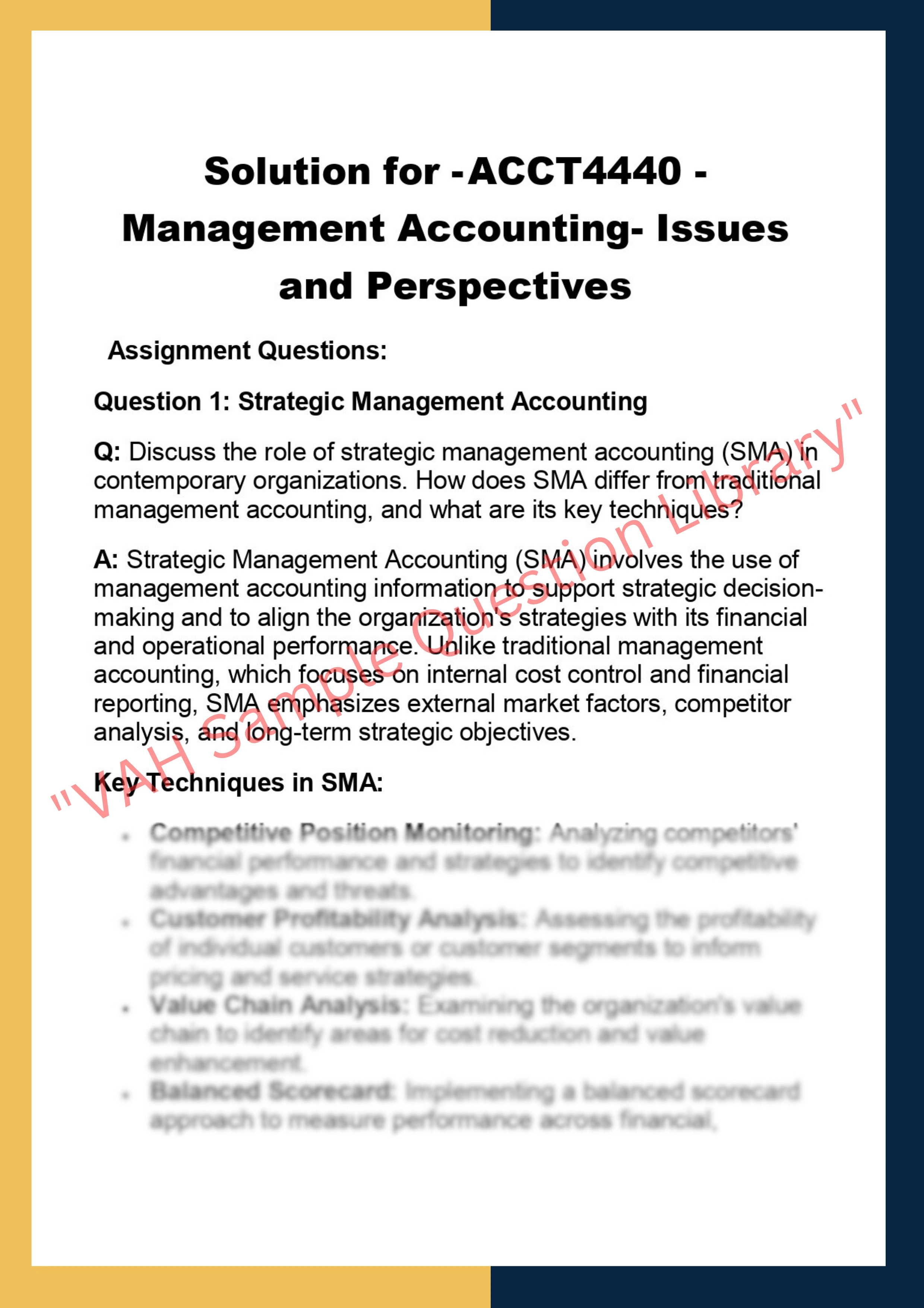ACCT4440 -  Management Accounting- Issues  and Perspectives 0