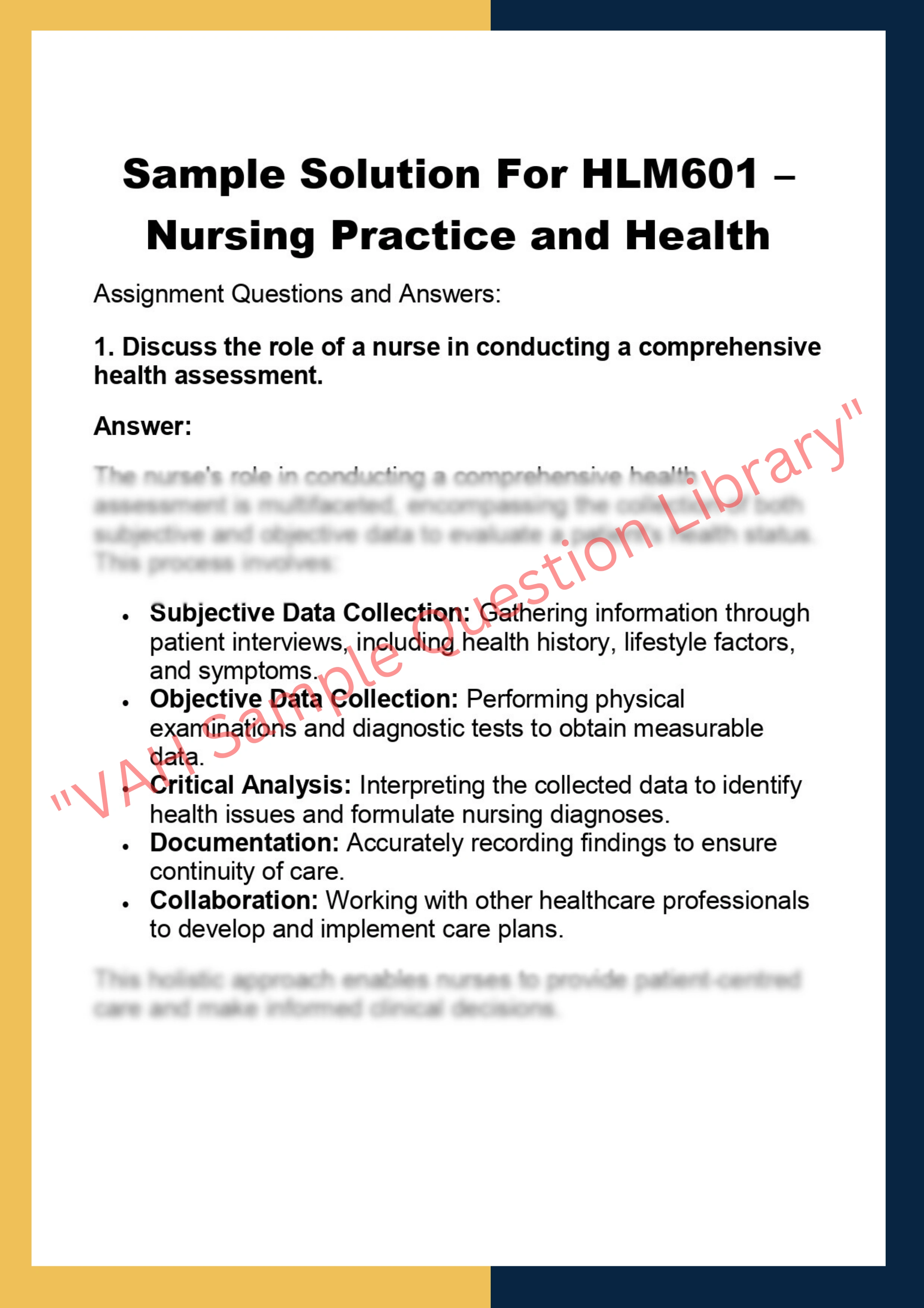 HLM601 – Nursing Practice and Health 0