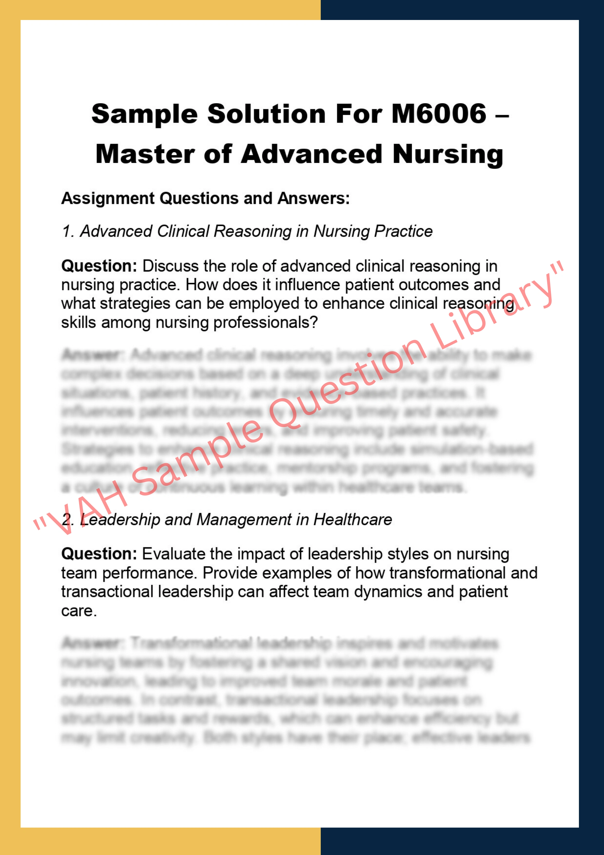 M6006 – Master of Advanced Nursing 0