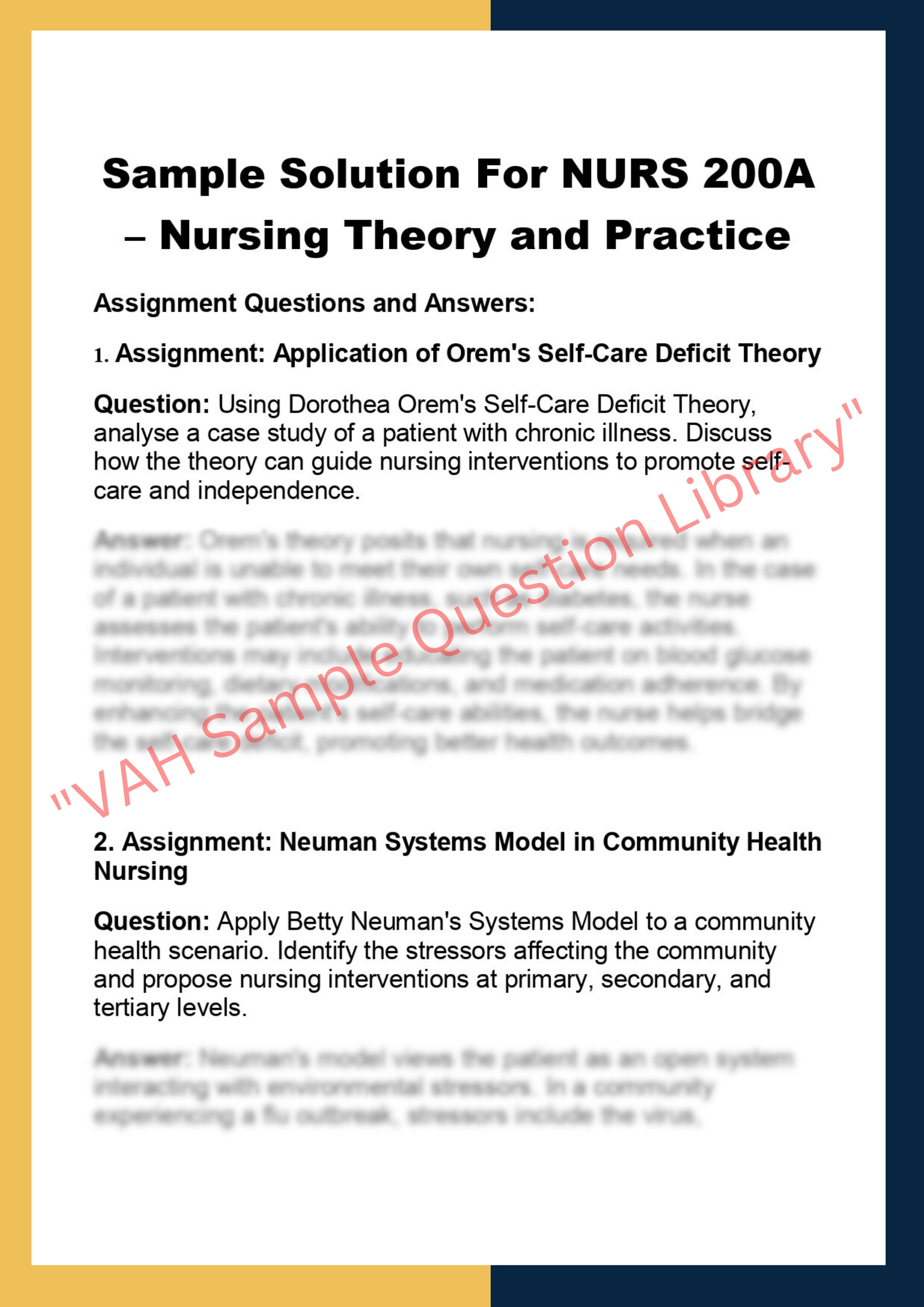 NURS 200A – Nursing Theory and Practice 0