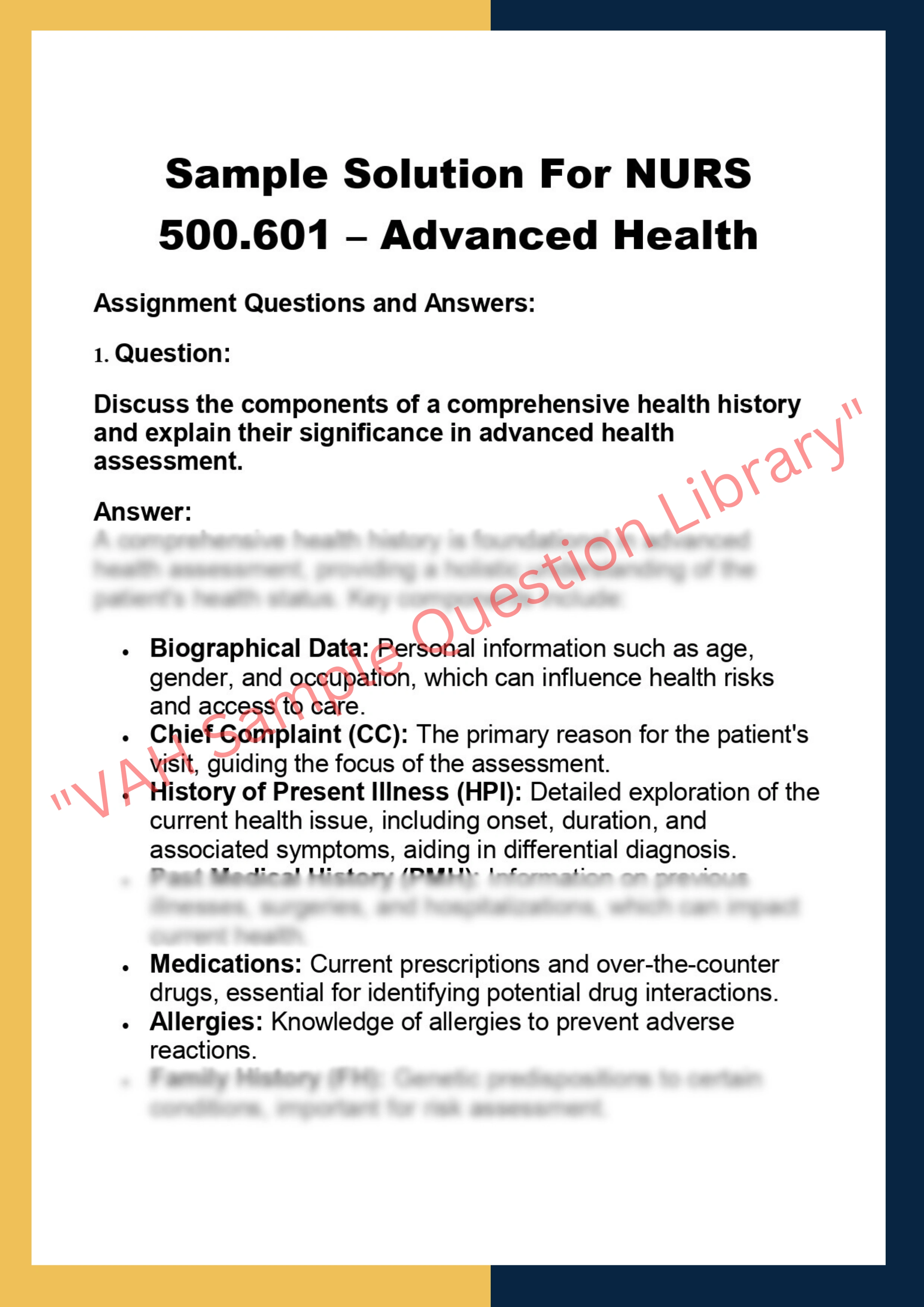 NURS 500.601 – Advanced Health 0