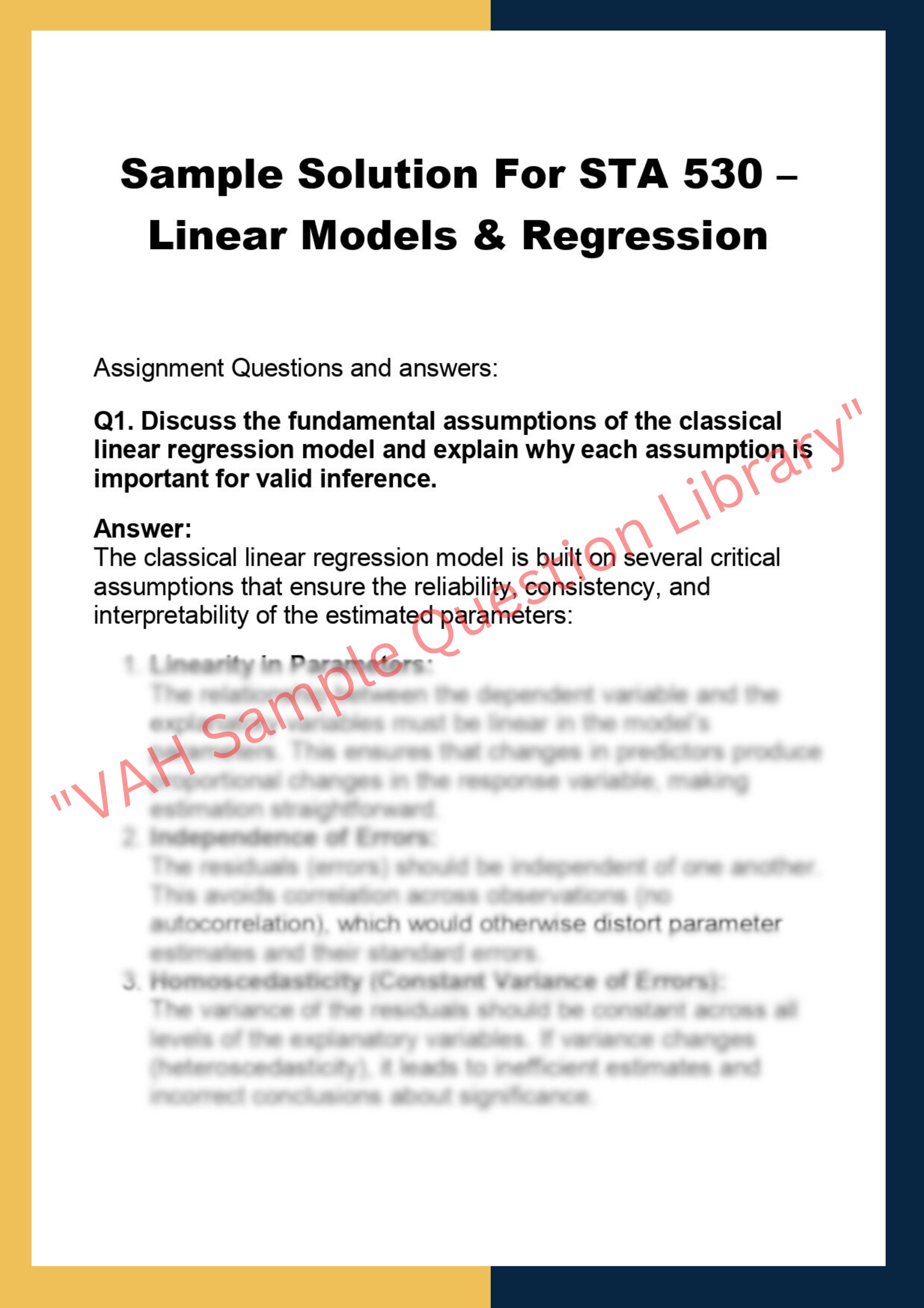 STA 530 – Linear Models & Regression 0