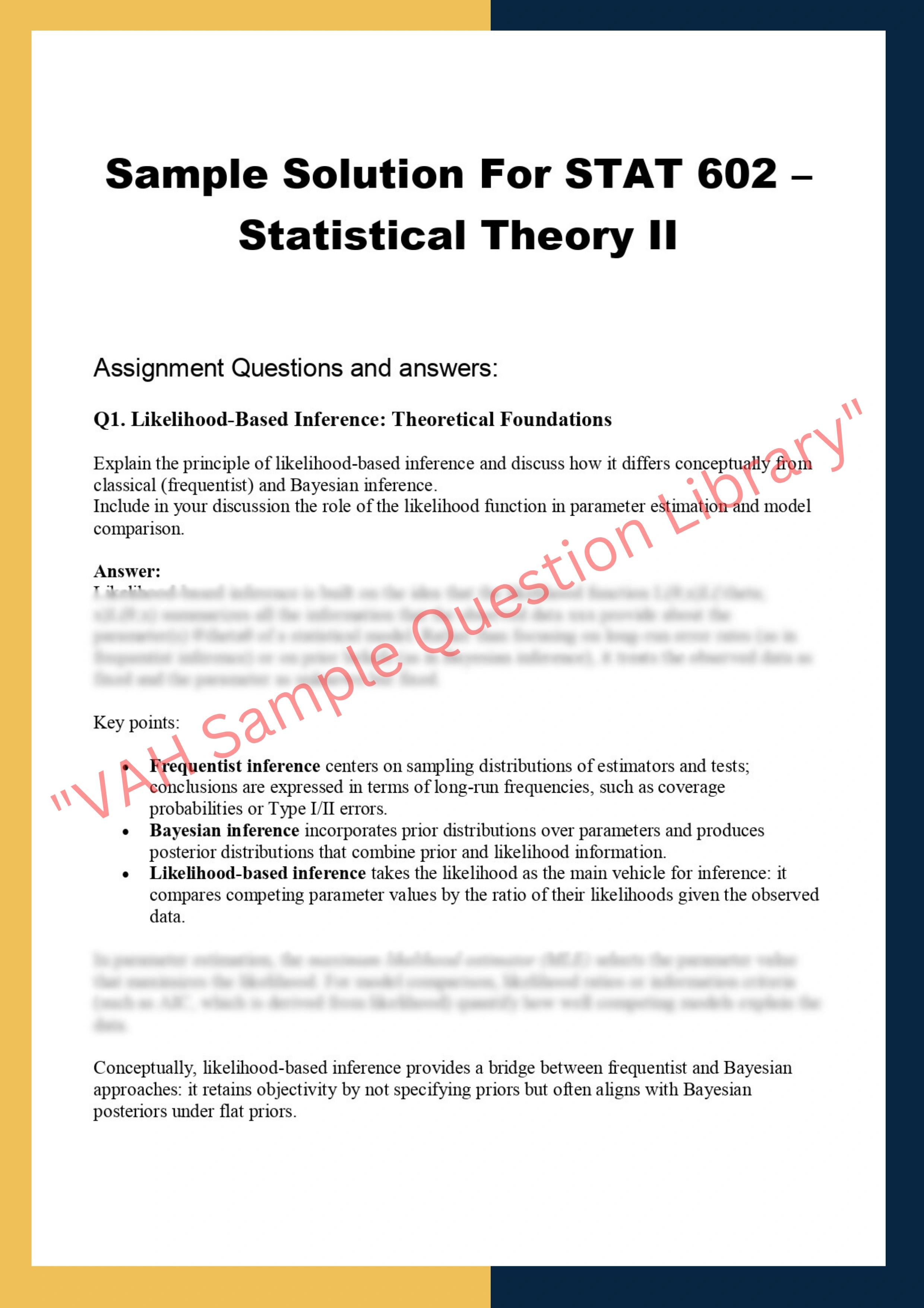 STAT 602 –  Statistical Theory II 0