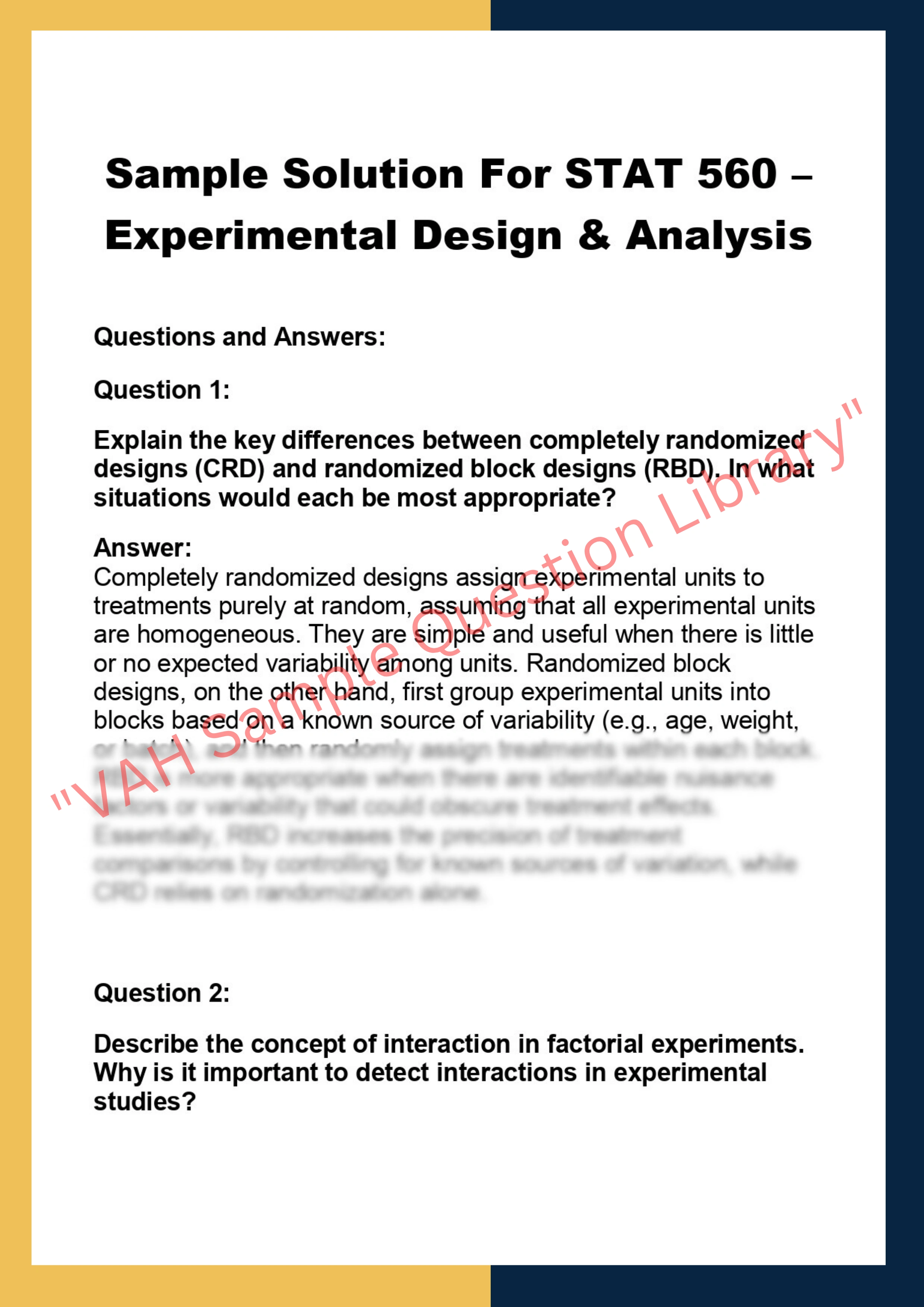 STAT 560 – Experimental Design & Analysis 0