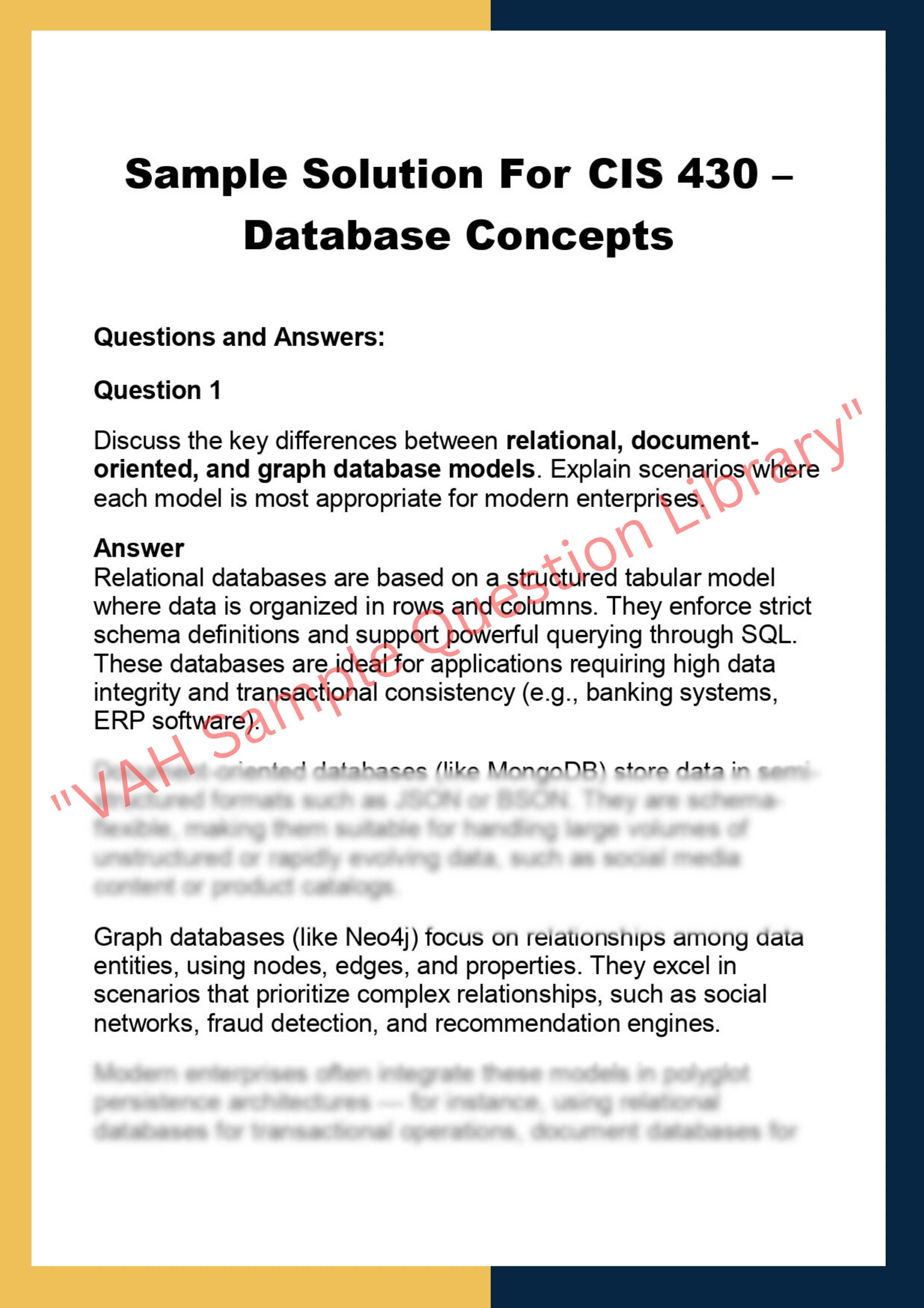CIS 430 –  Database Concepts 0