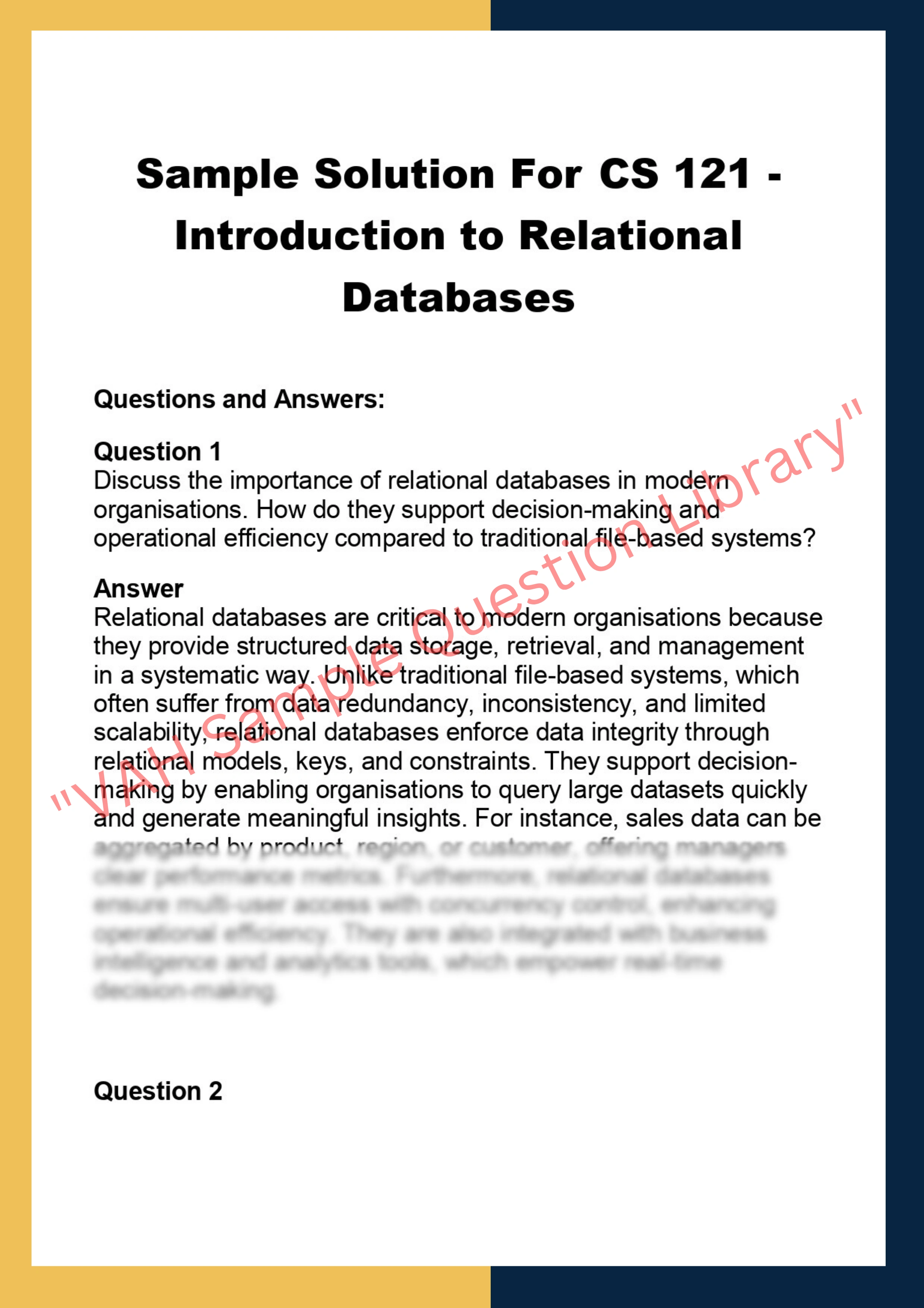 CS 121 - Introduction to Relational  Databases 0