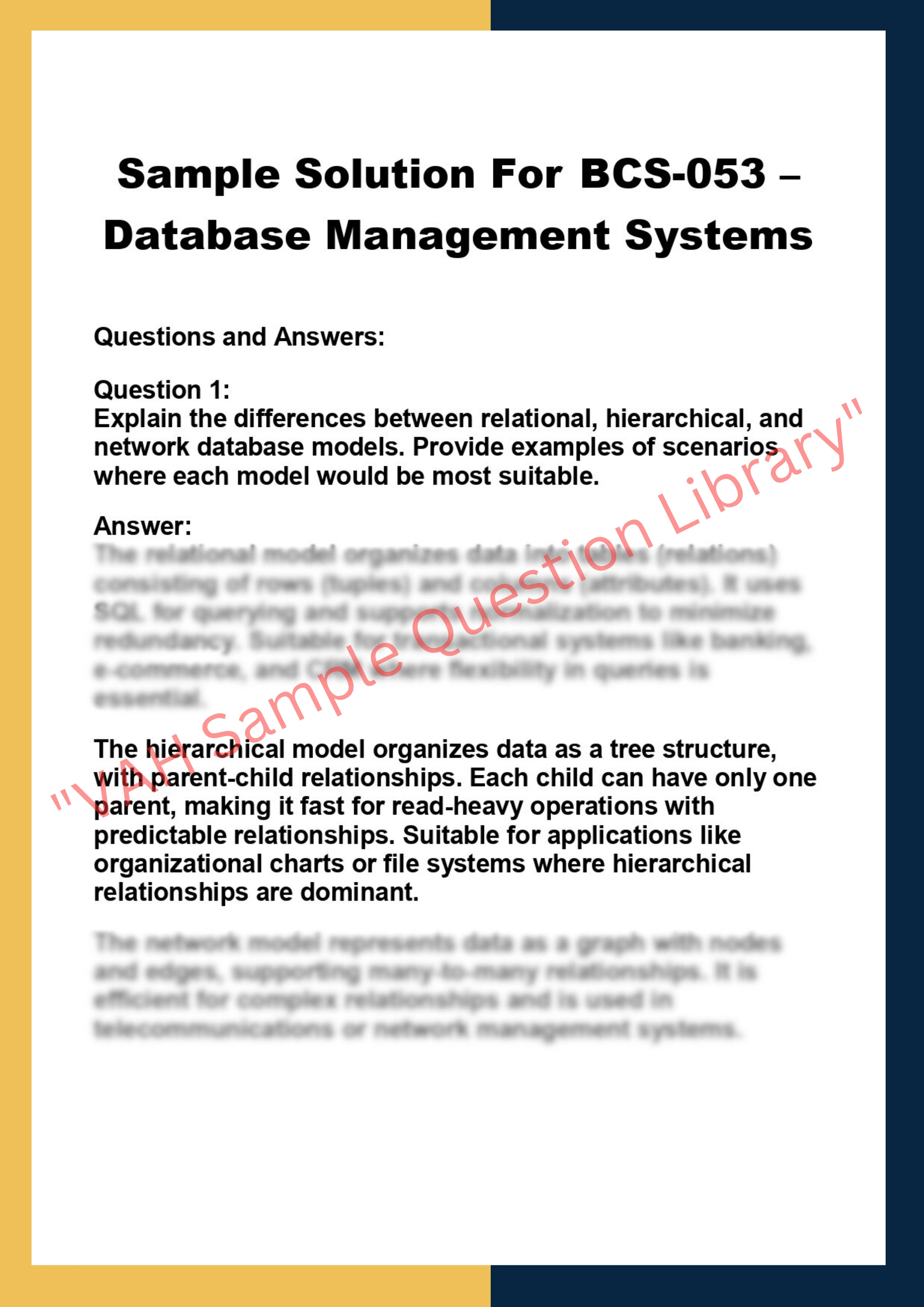 BCS-053 – Database Management Systems 0
