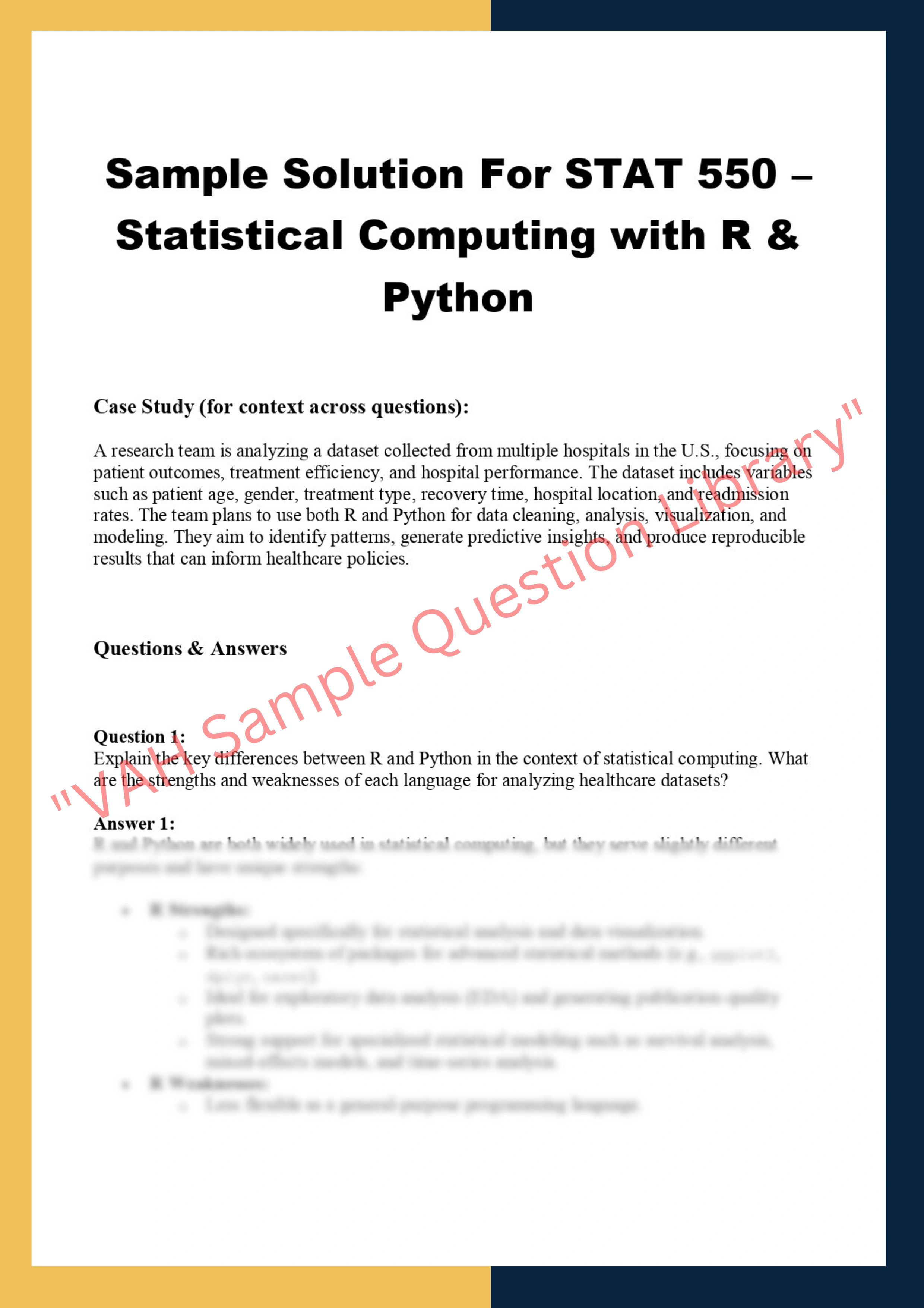 550 – Statistical Computing with R &  Python 0