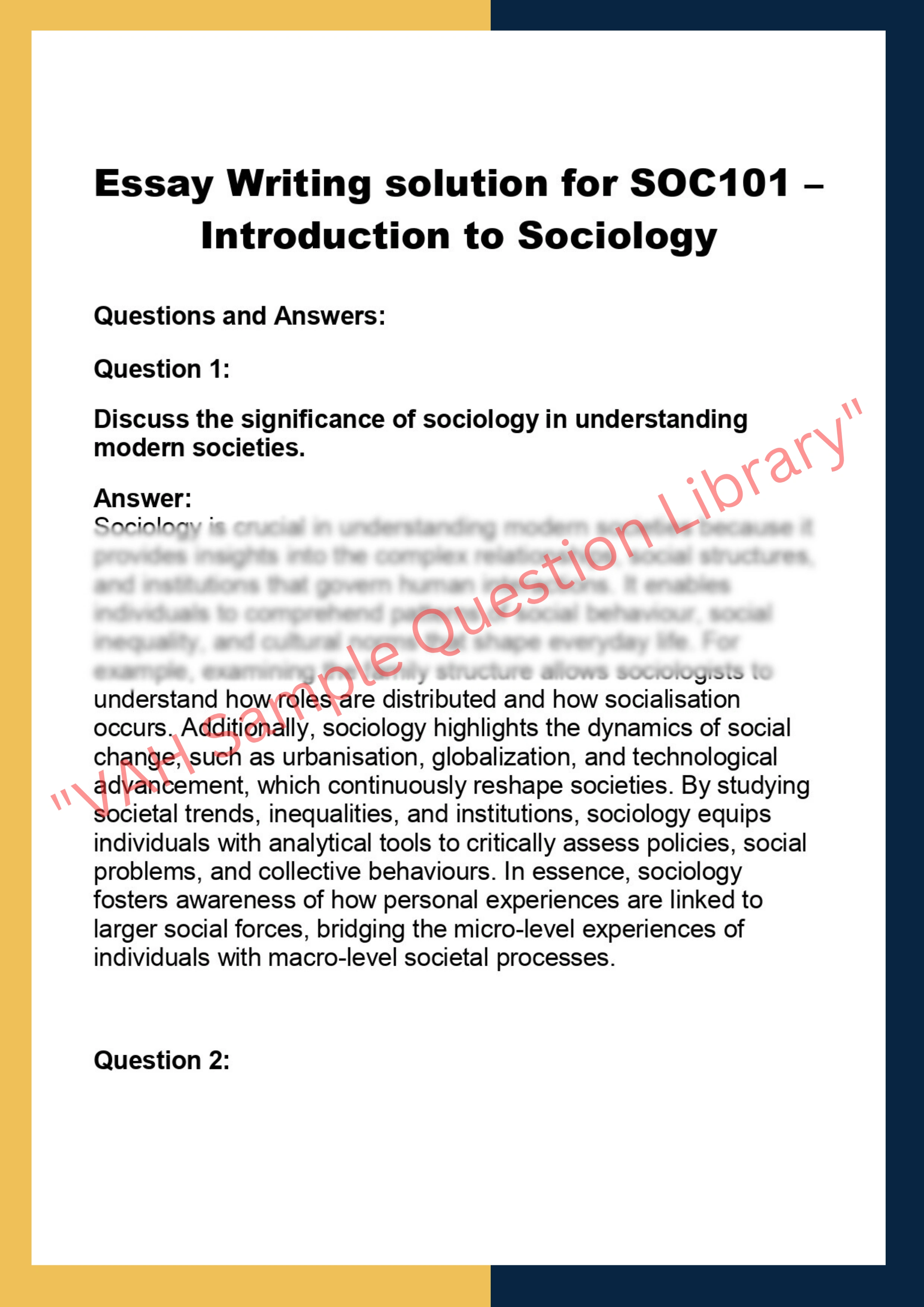 SOC101 –  Introduction to Sociology 0