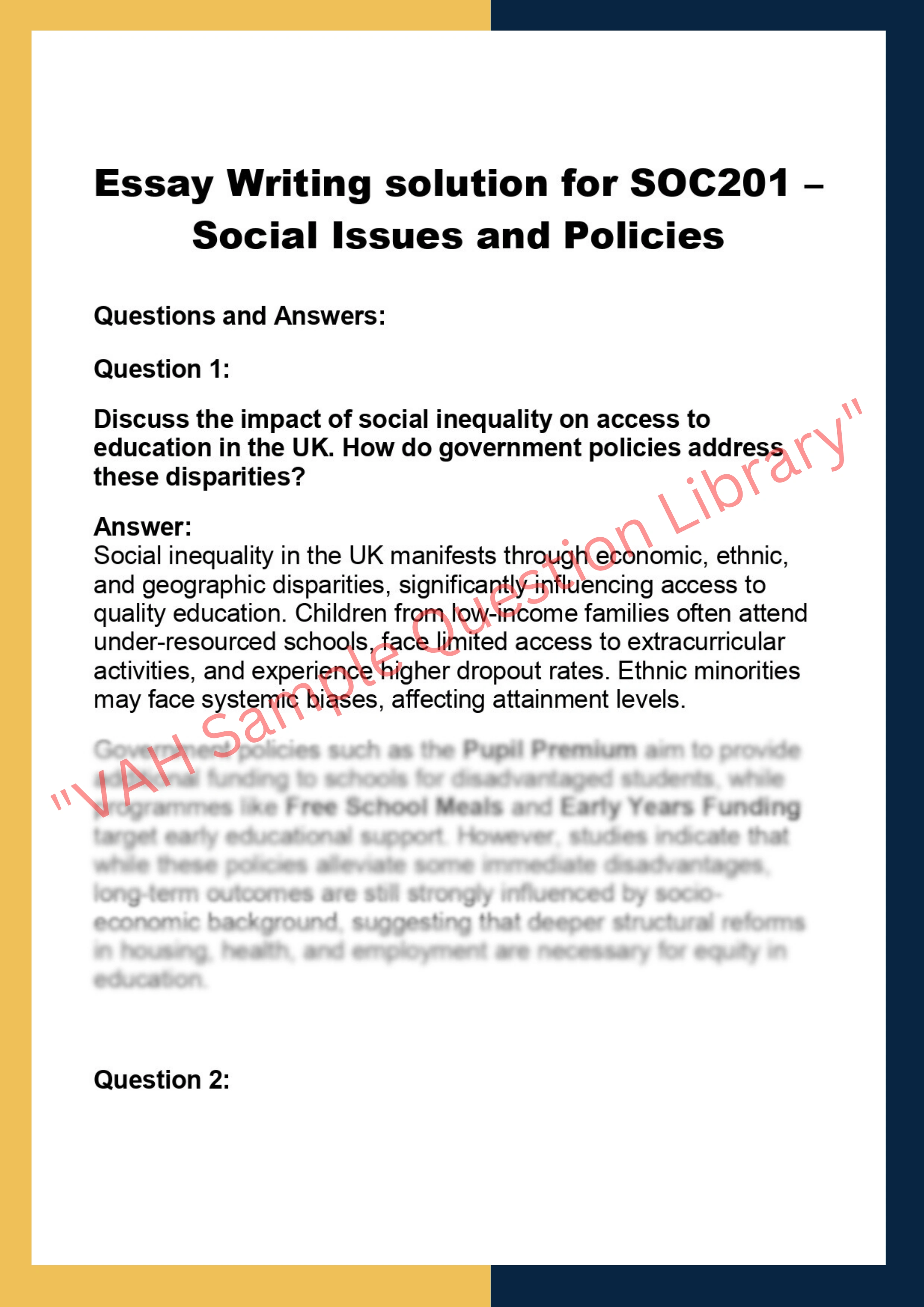 SOC201 –  Social Issues and Policies 0