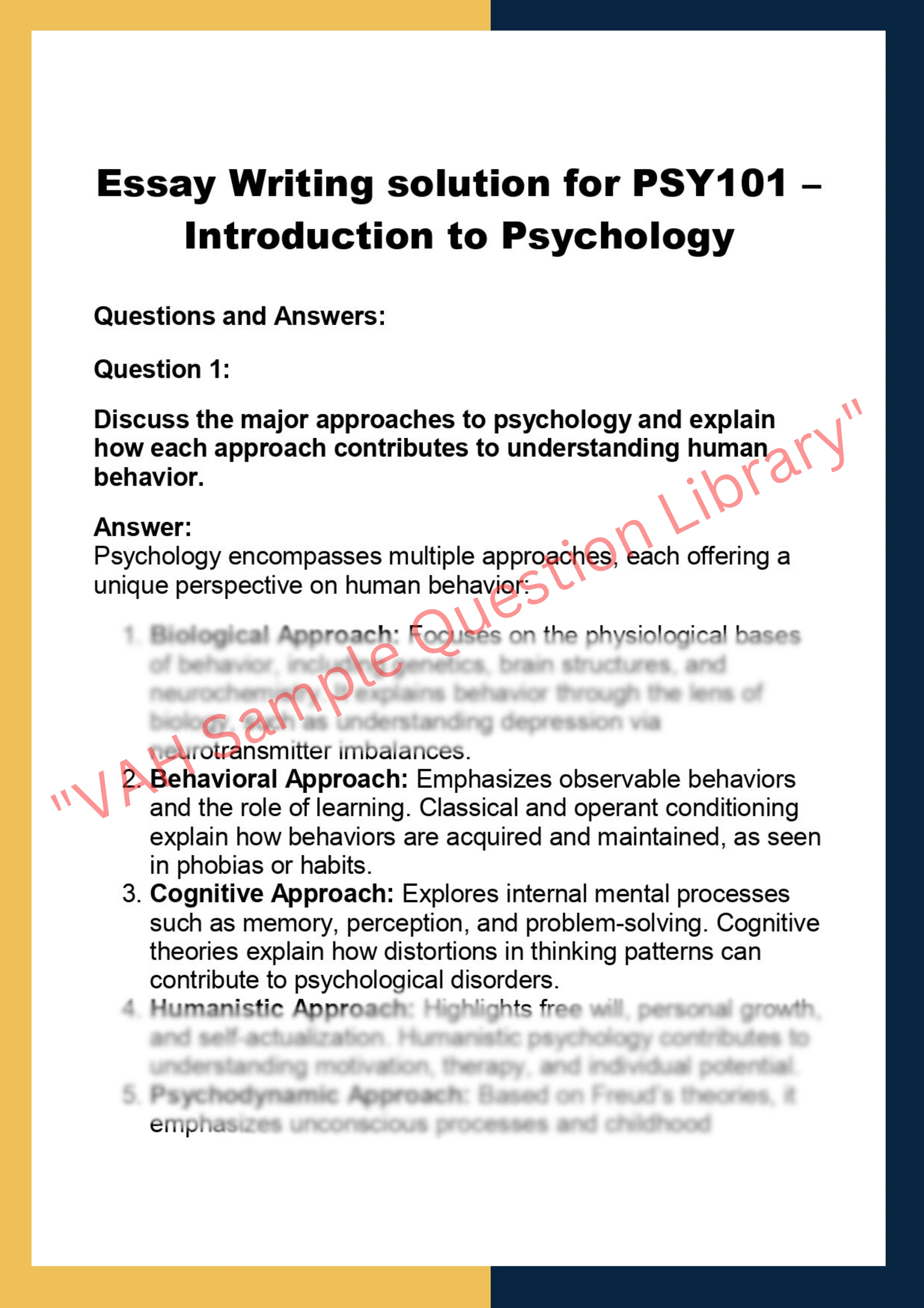 PSY101 –  Introduction to Psychology 0