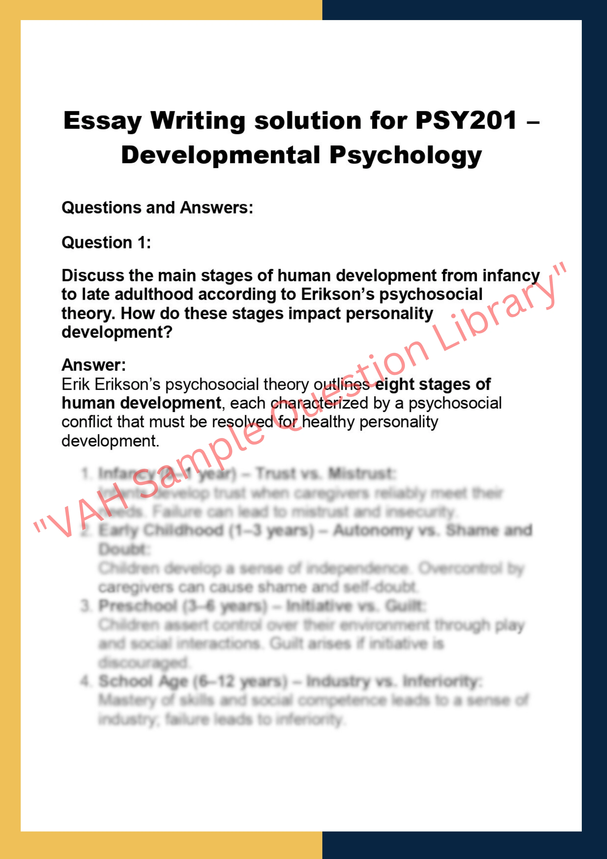 PSY201 –  Developmental Psychology 0