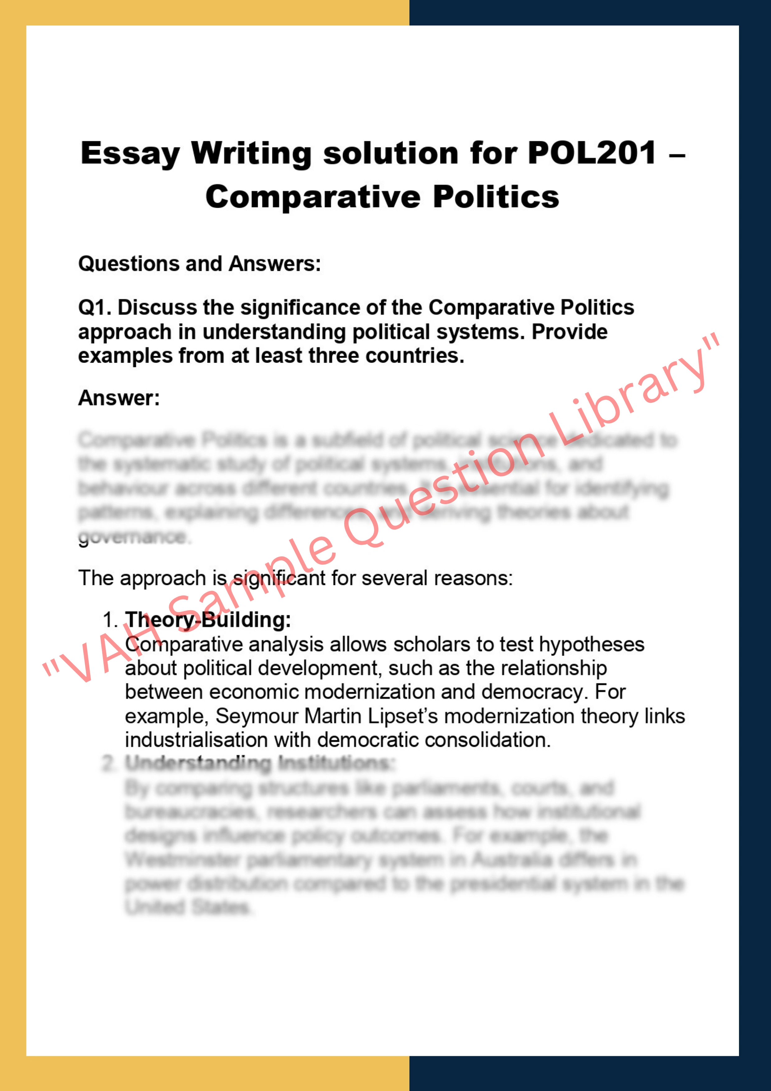 POL201 –  Comparative Politics 0