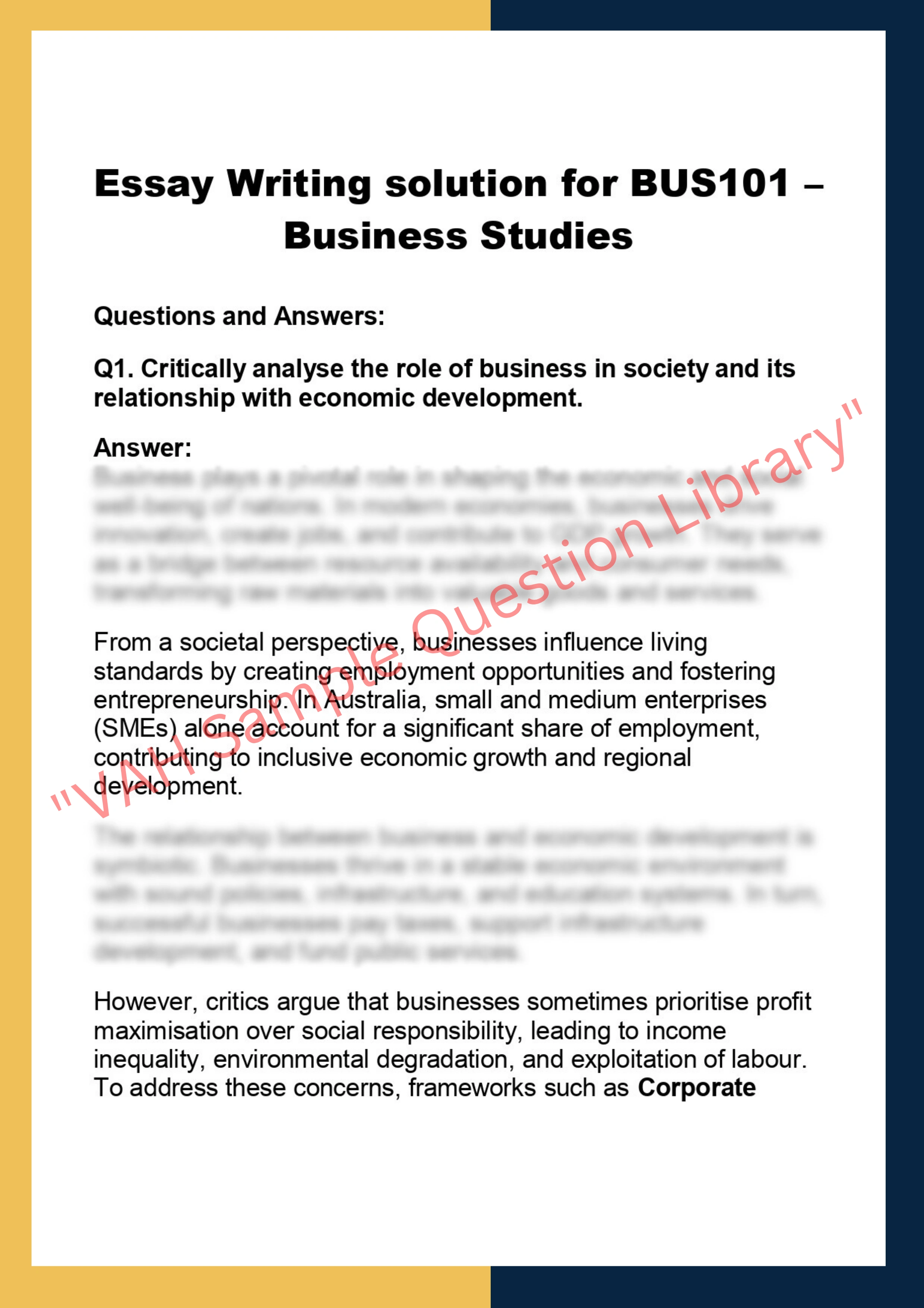 BUS101 –  Business Studies 0
