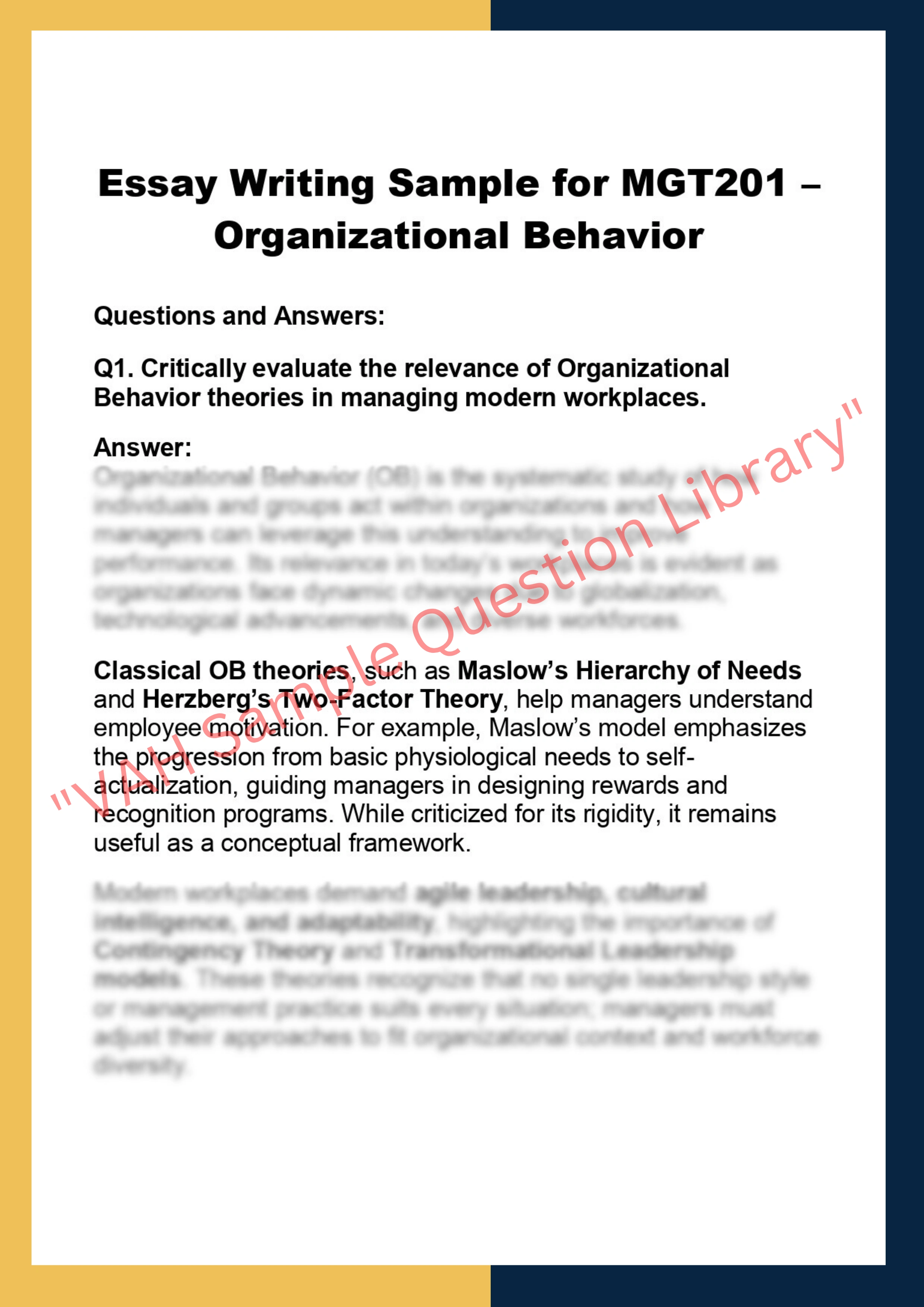 MGT201 –  Organizational Behavior 0