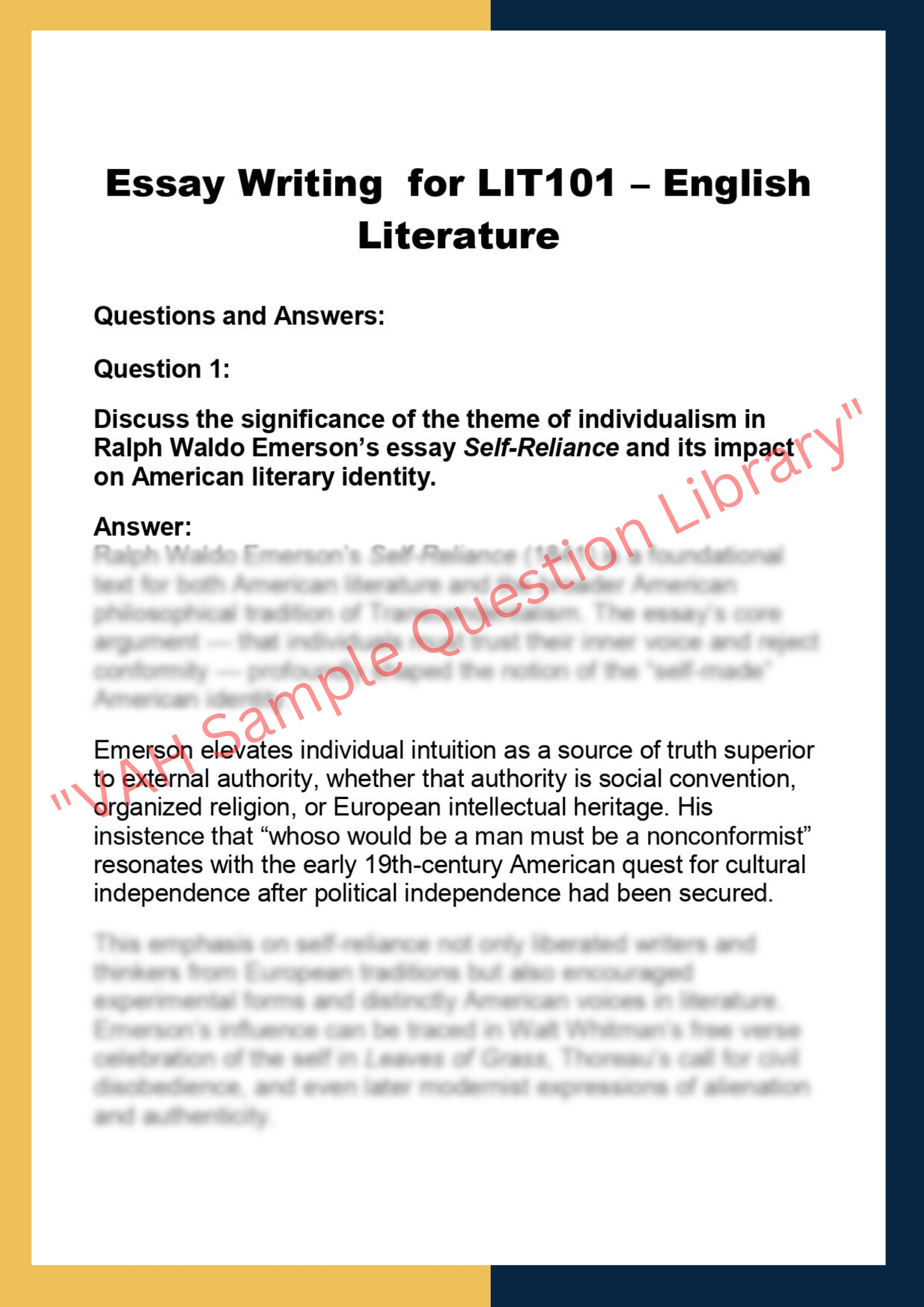 LIT101 – English  Literature 0