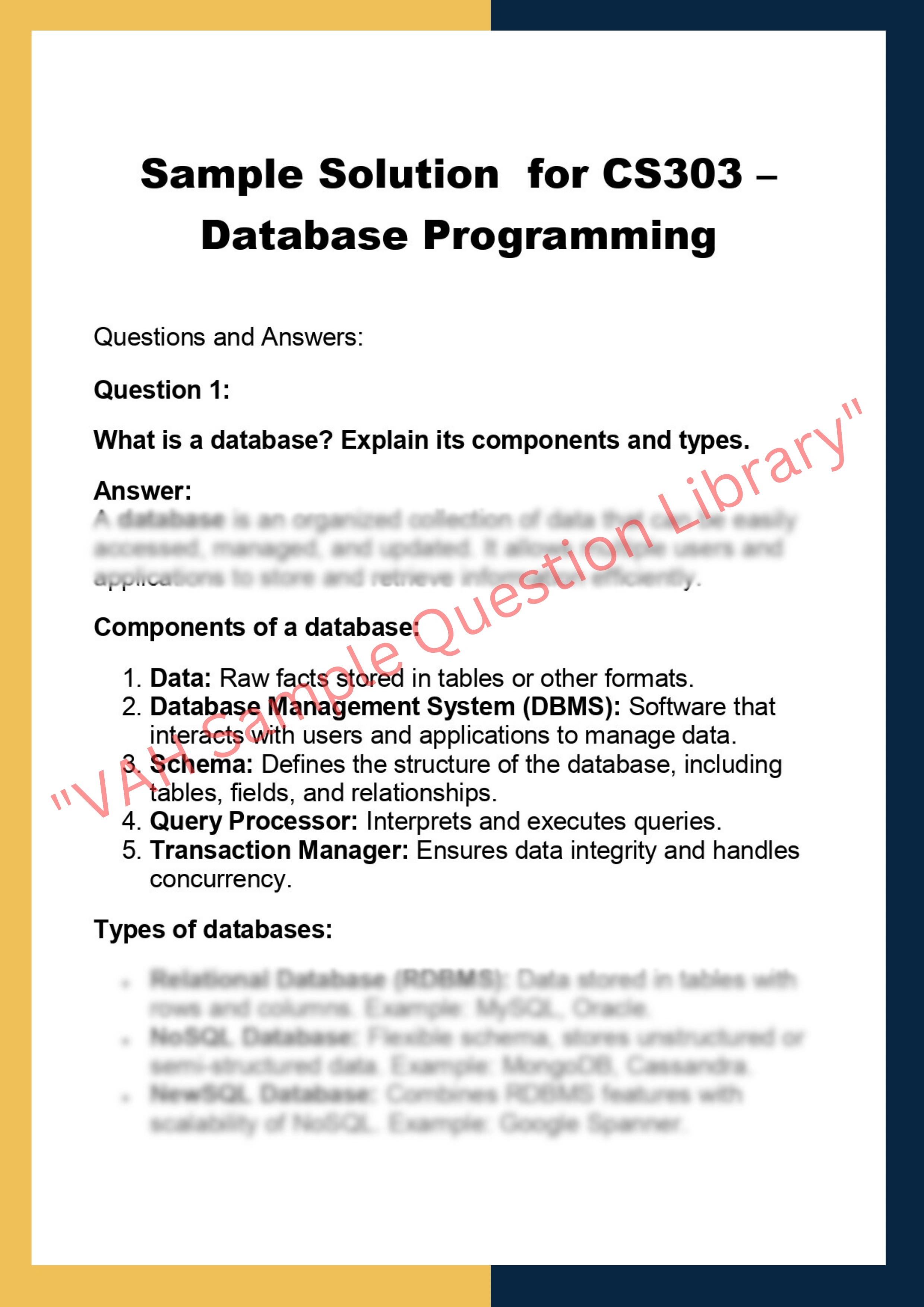 CS303 – Database Programming 0