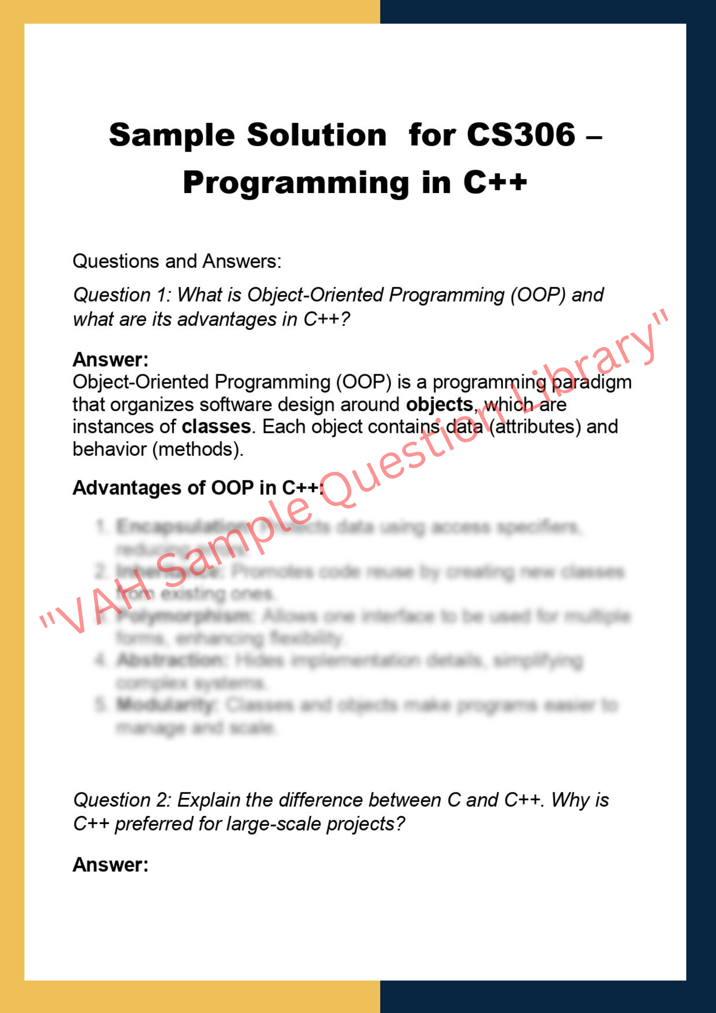 CS306 –  Programming in C++ 0