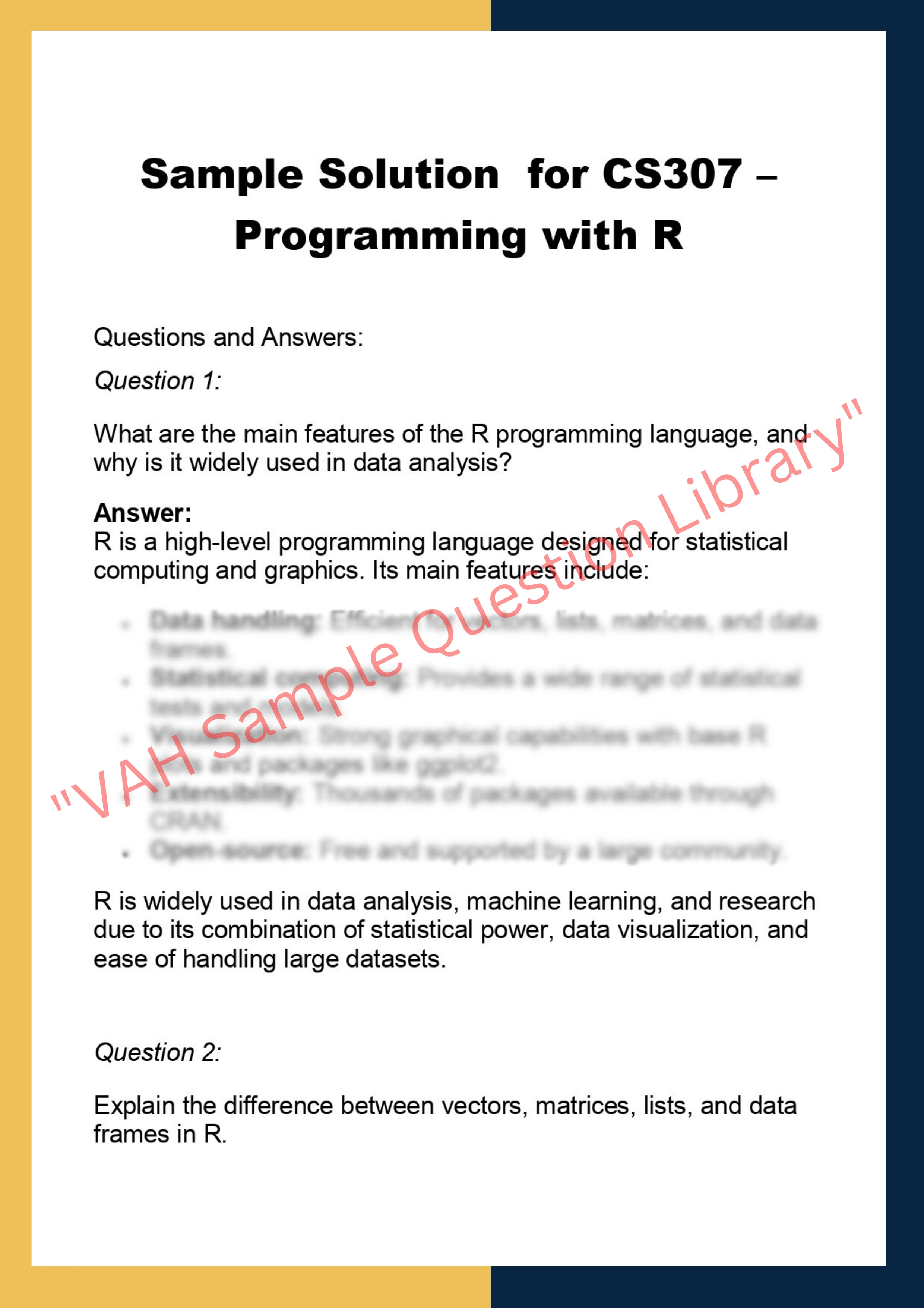CS307 –  Programming with R 0