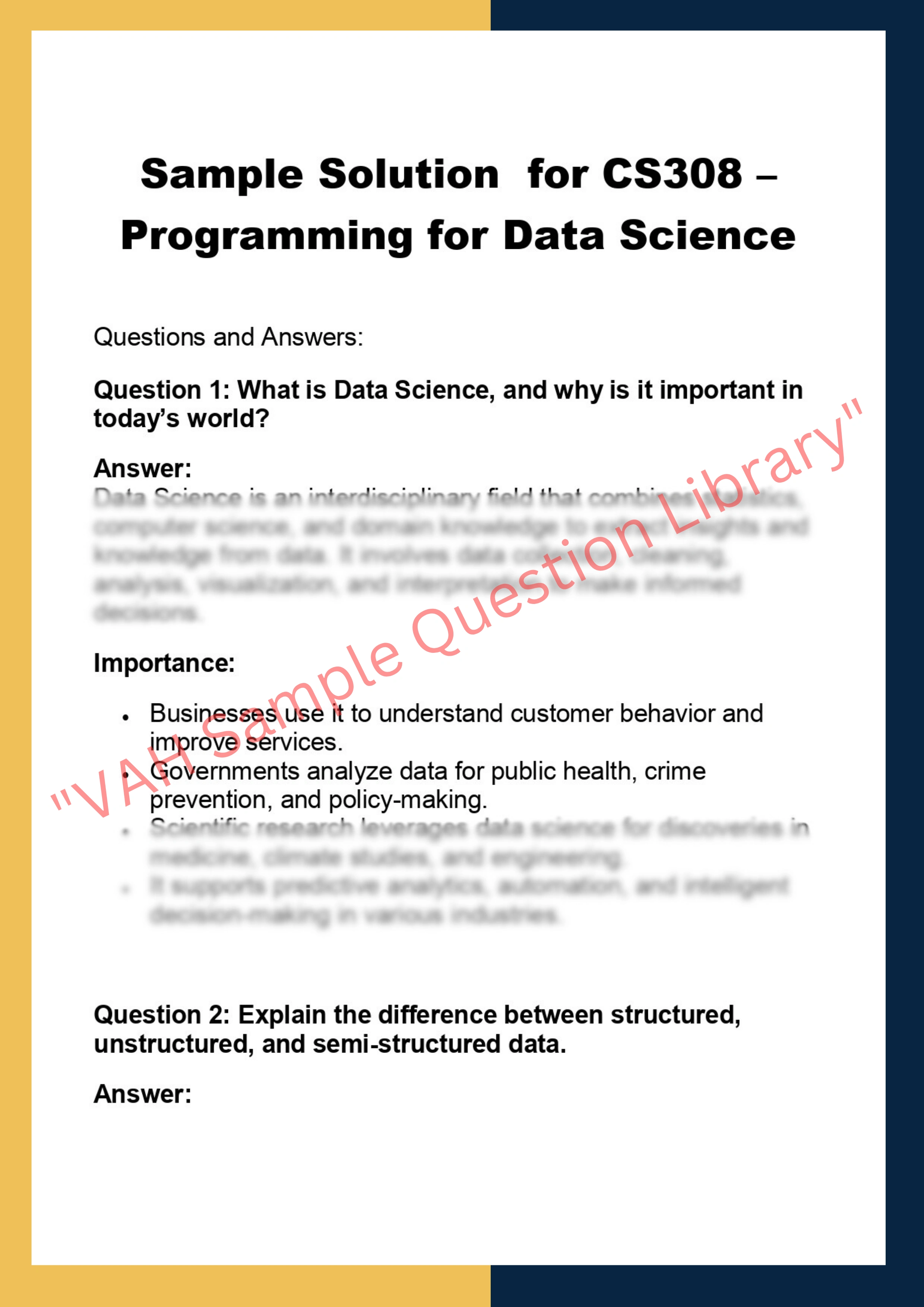 CS308 – Programming for Data Science 0