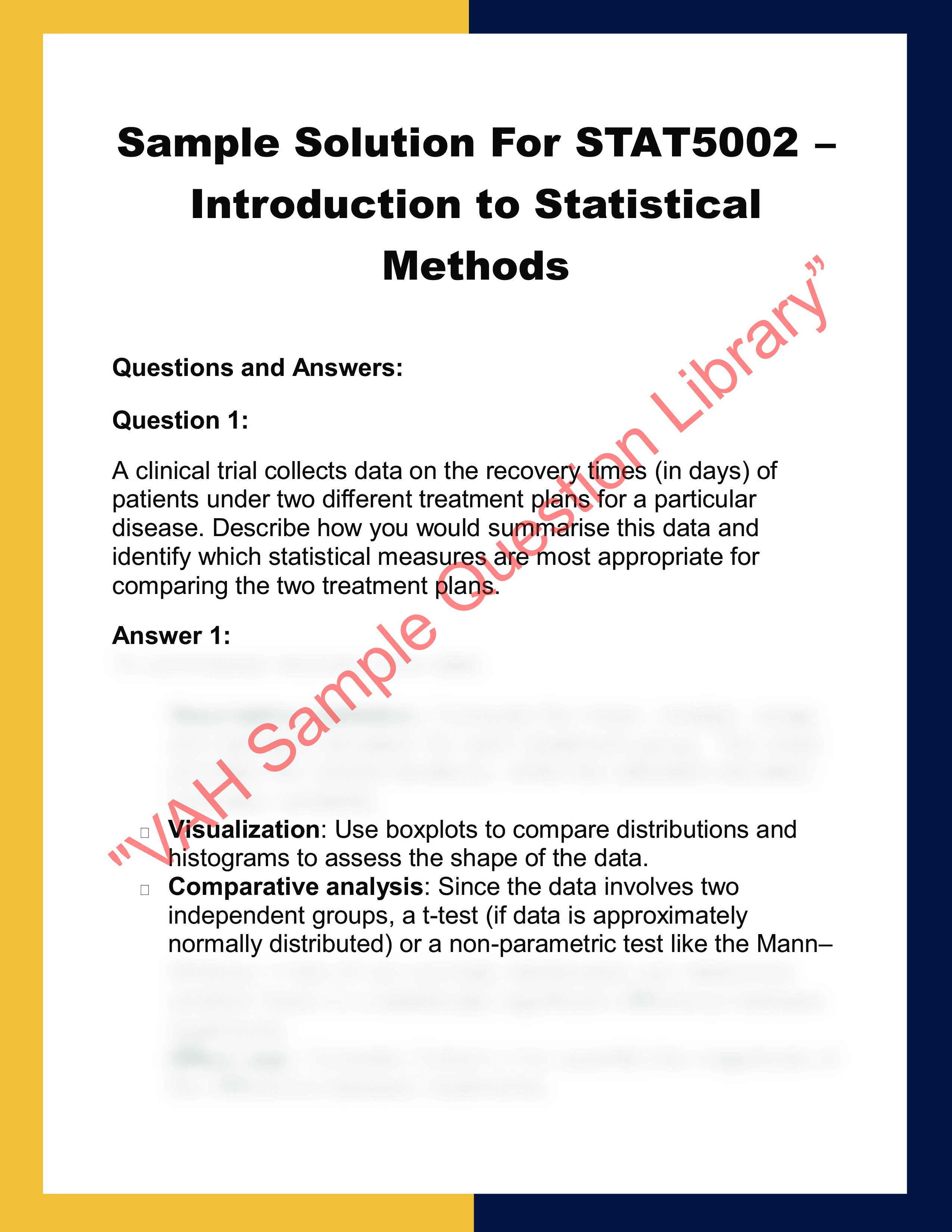 STAT5002 – Introduction to Statistical  Methods 0