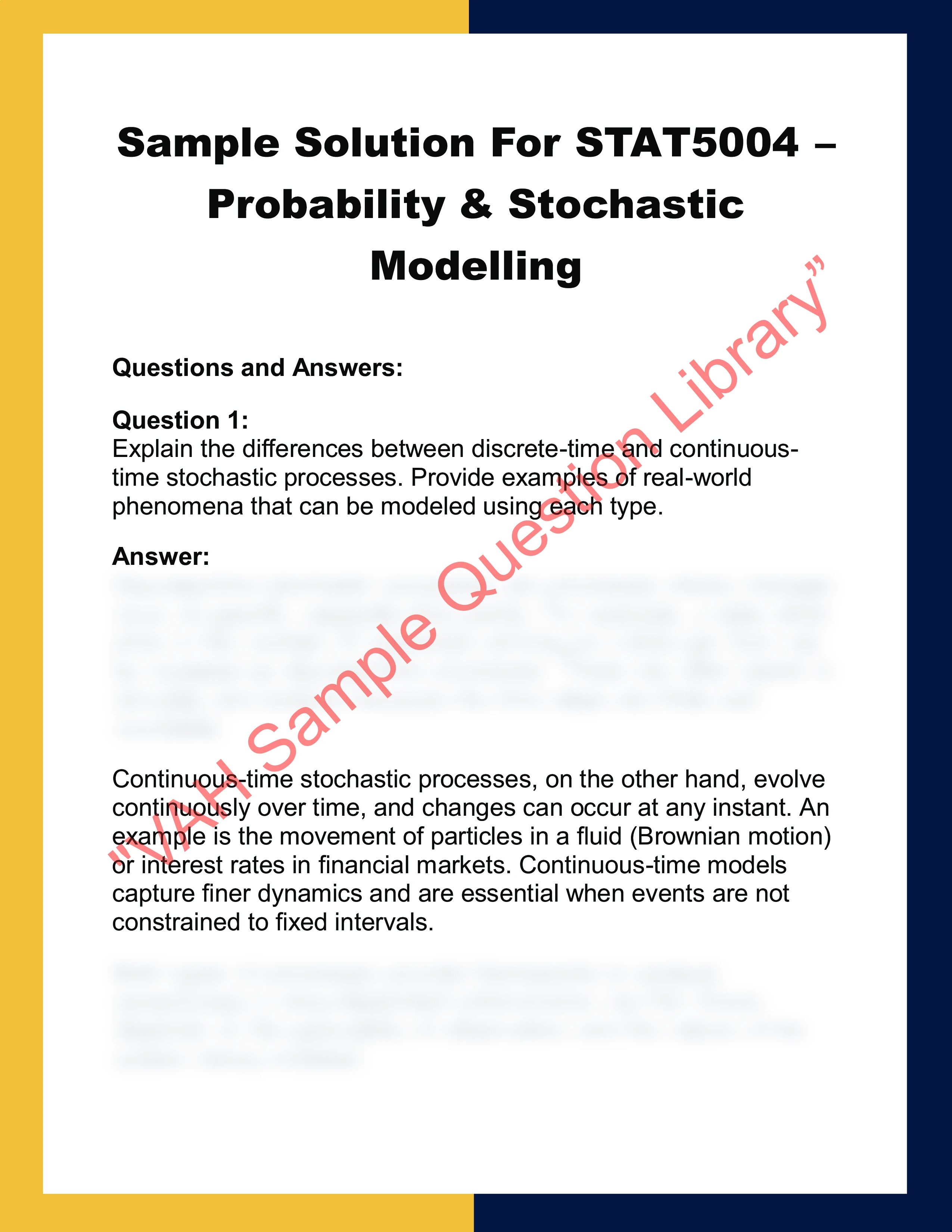 STAT5004 –  Probability & Stochastic  Modelling 0