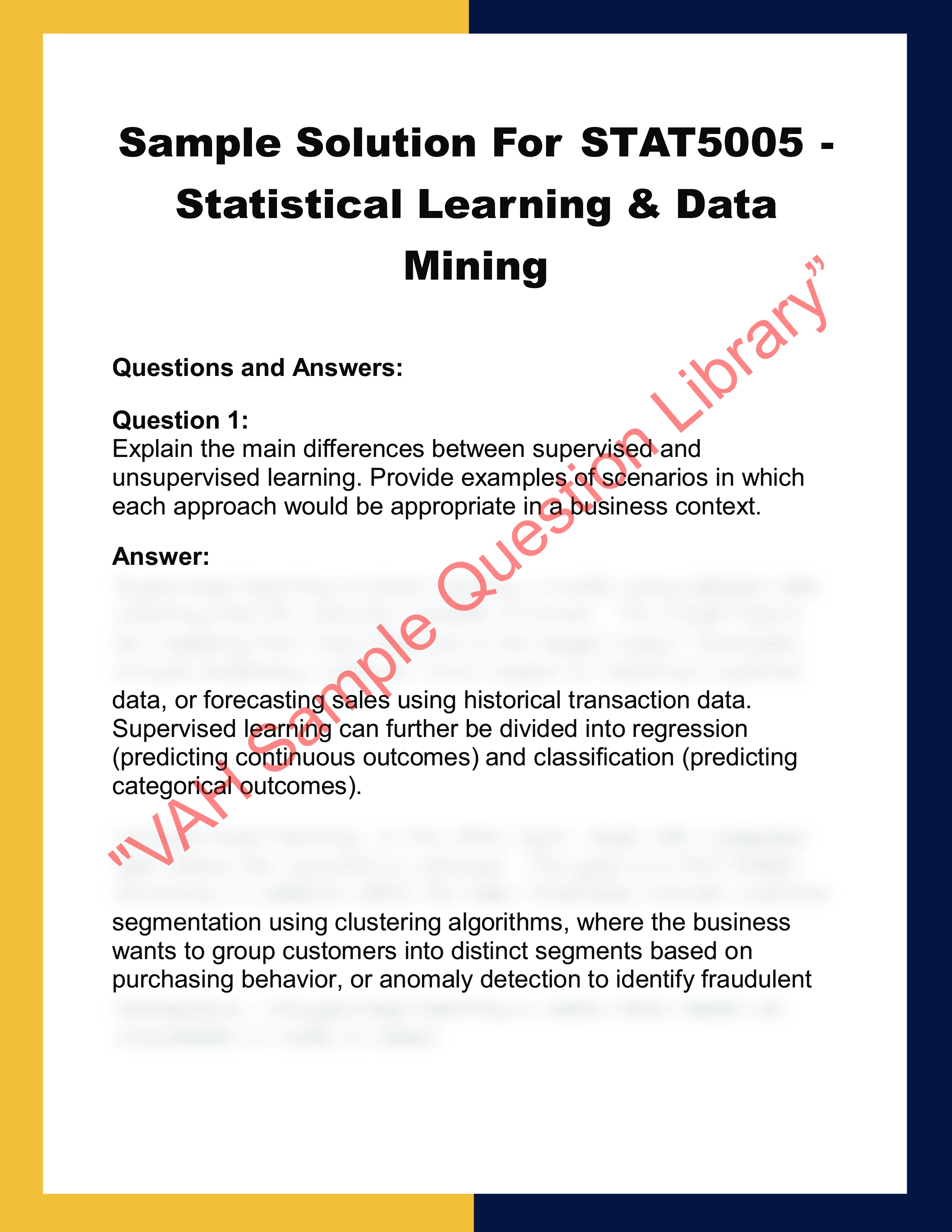STAT5005 - Statistical Learning & Data  Mining 0