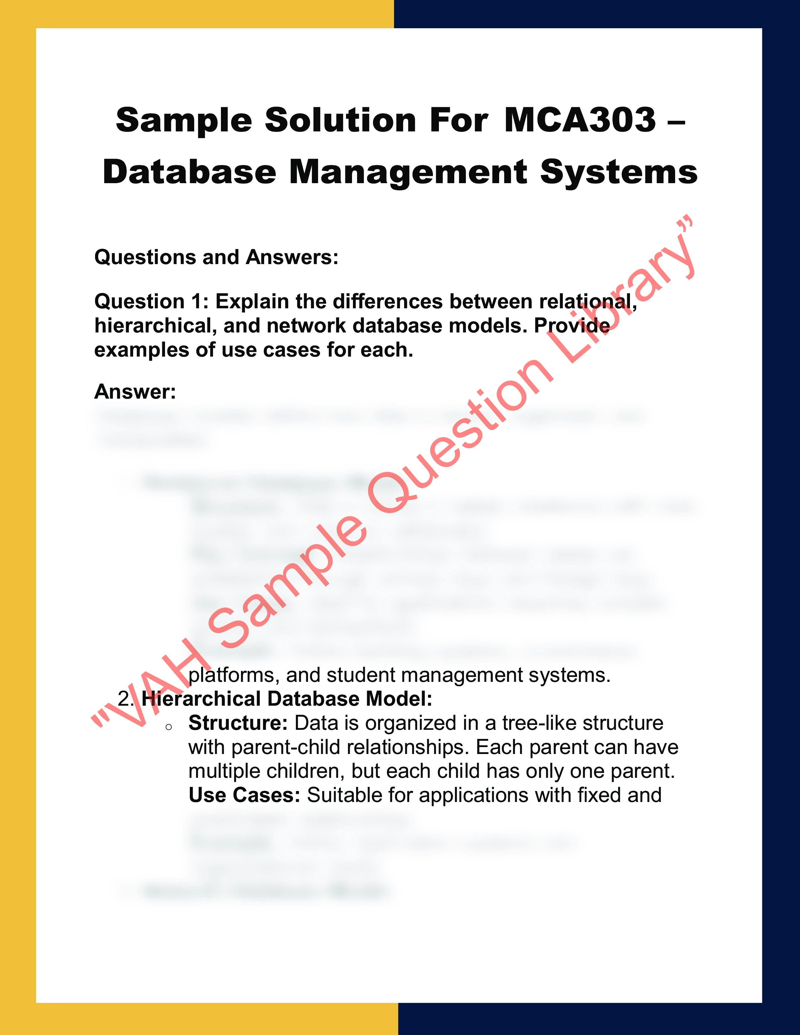 MCA303 – Database Management Systems 0