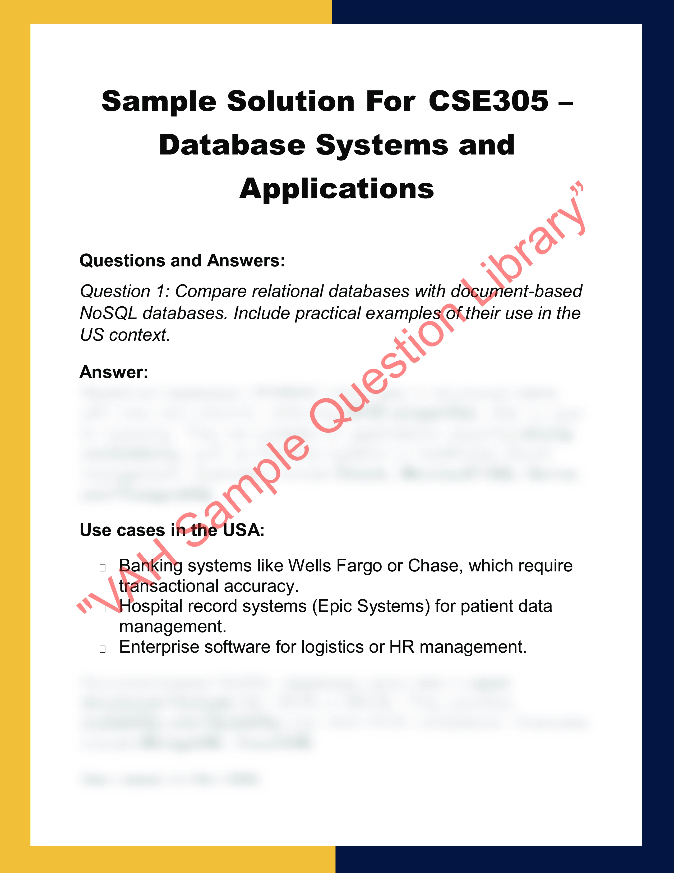 CSE305 – Database Systems and  Applications 0