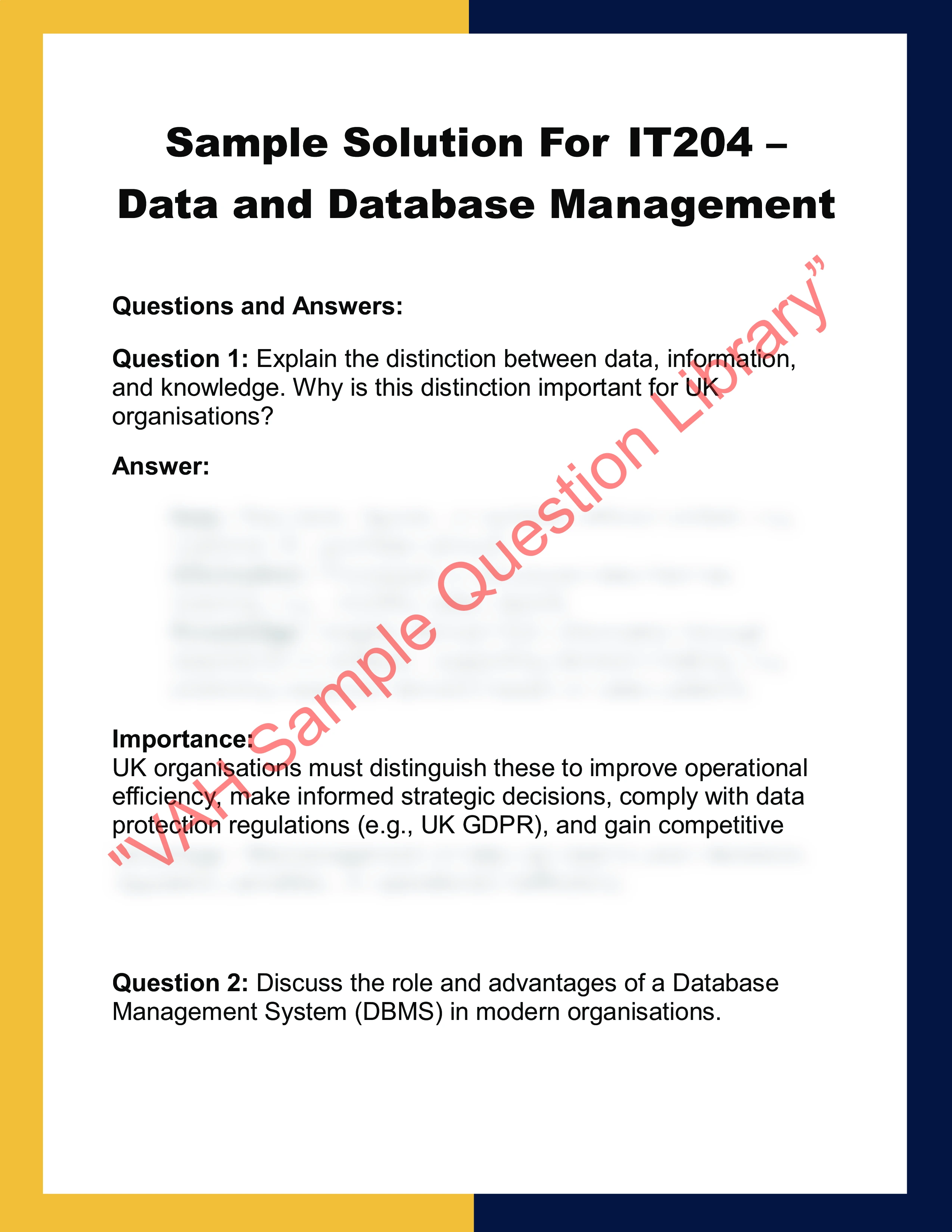 IT204 – Data and Database Management 0