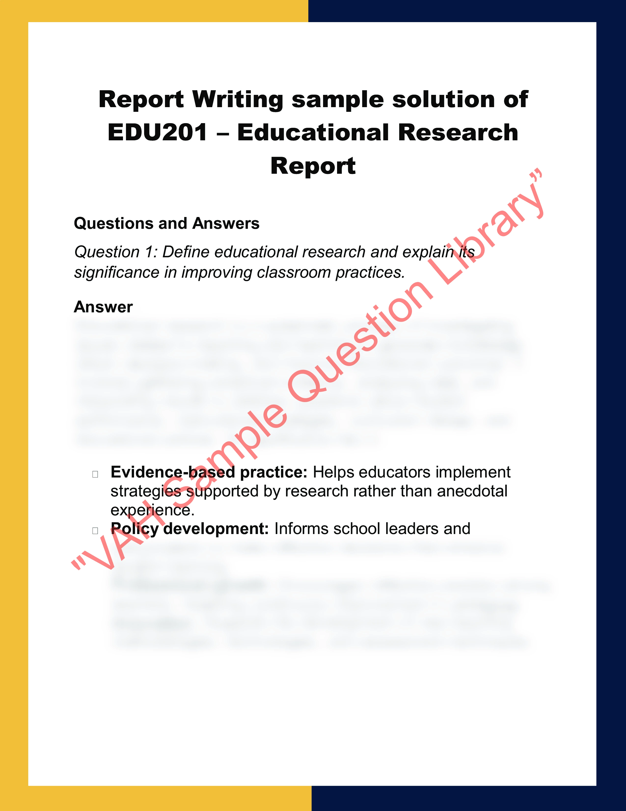 EDU201 – Educational Research  Report 0