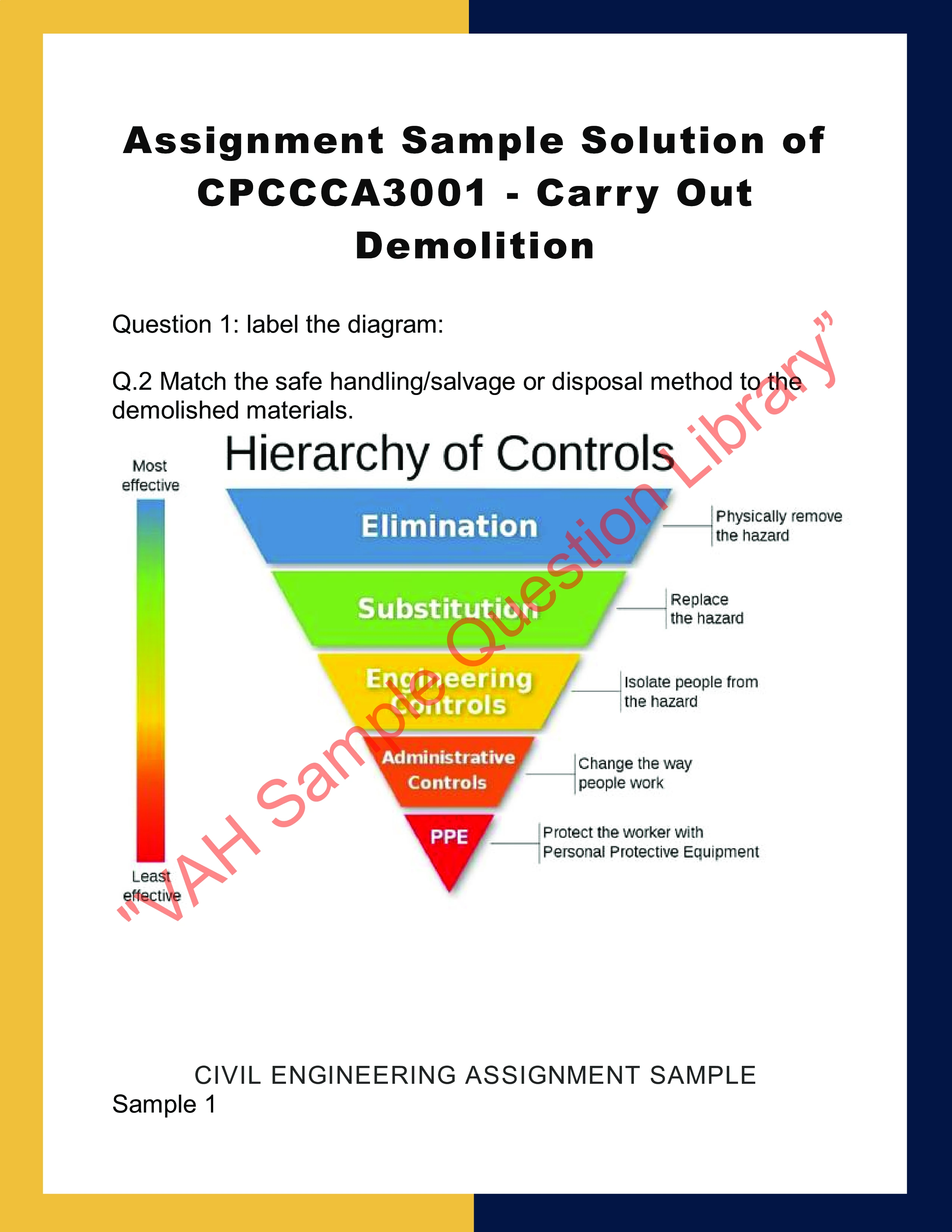Assignment Sample Solution of CPCCCA3001 - Carry Out Demolition 0