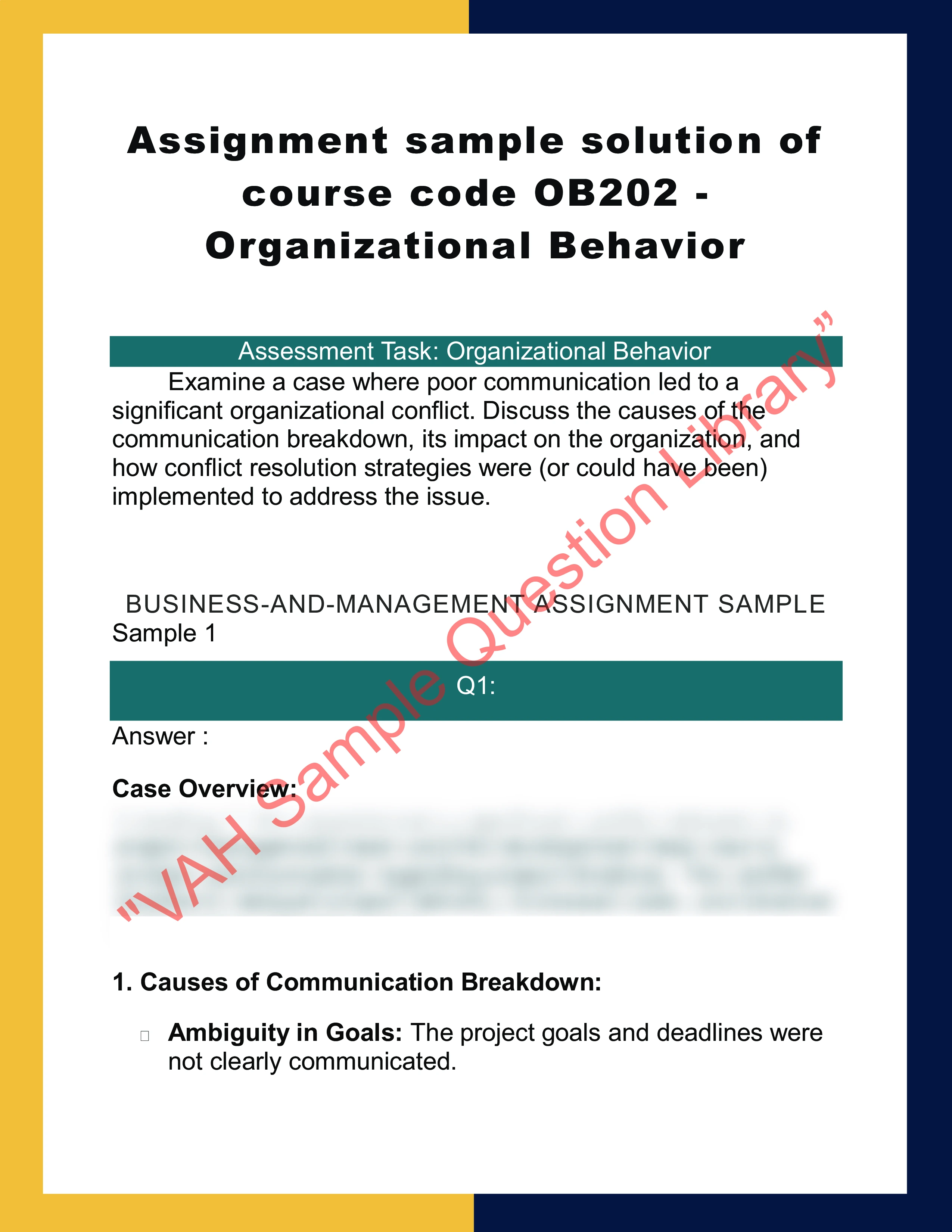 Assignment sample solution of course code OB202 - Organizational Behavior 0