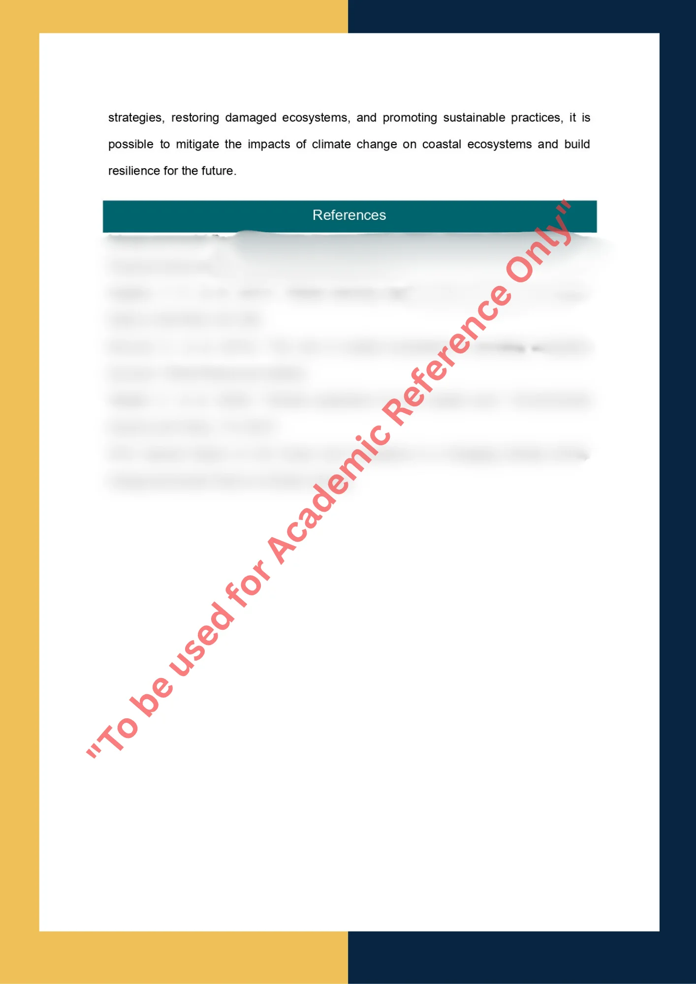 Essay Writing Sample solution for ENVS101 - The Impact of Climate Change on Coastal Ecosystems 6