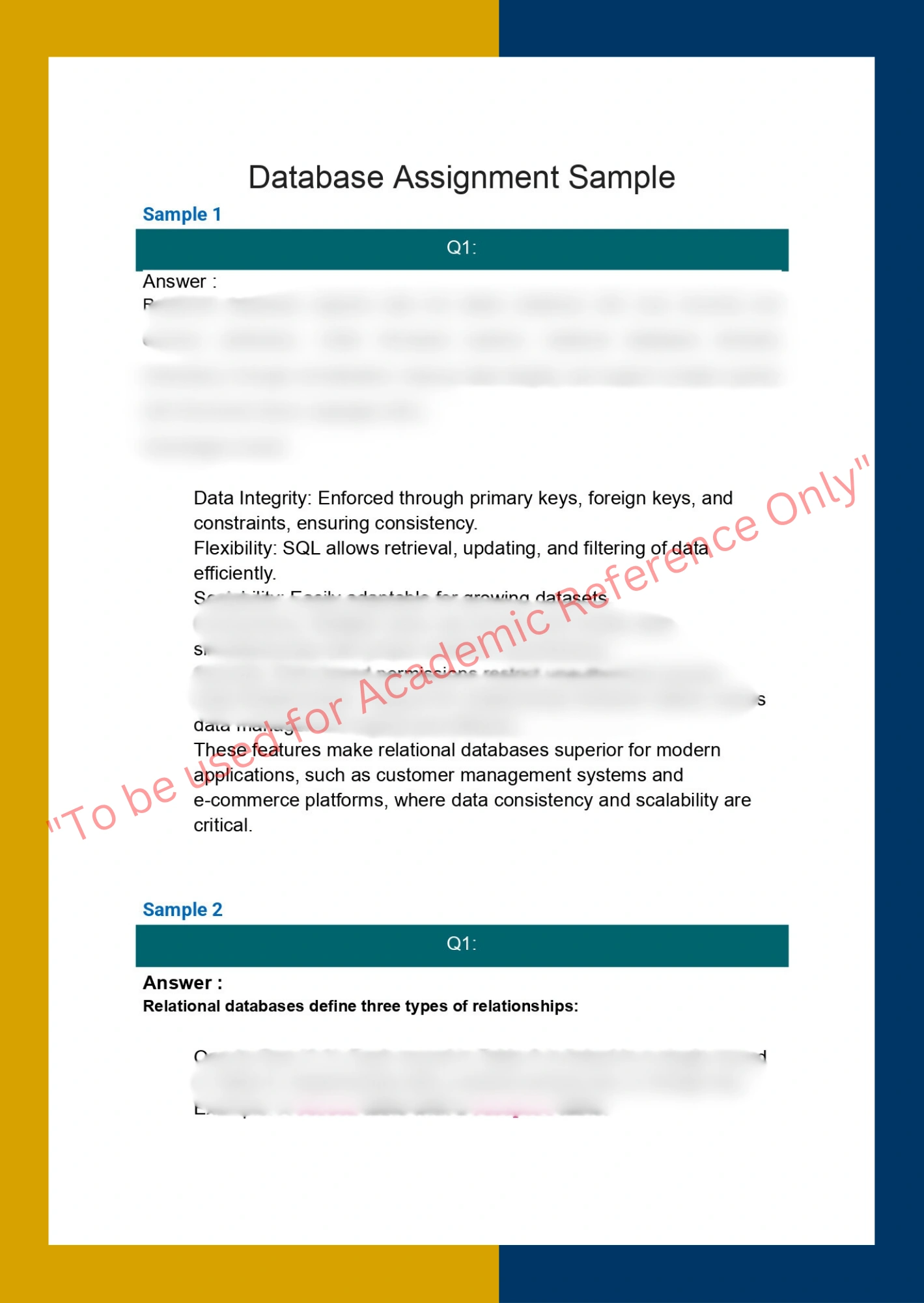 Assignment sample solution of DBMS101 - Fundamentals of Database Systems 1