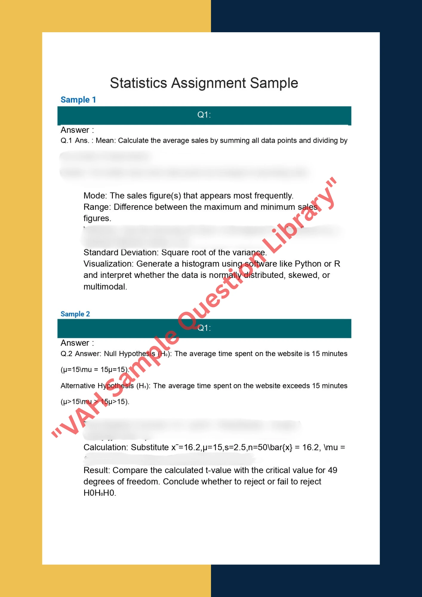 Assignment question answer sample of STAT7101 - Applied Statistics in Data Science 1