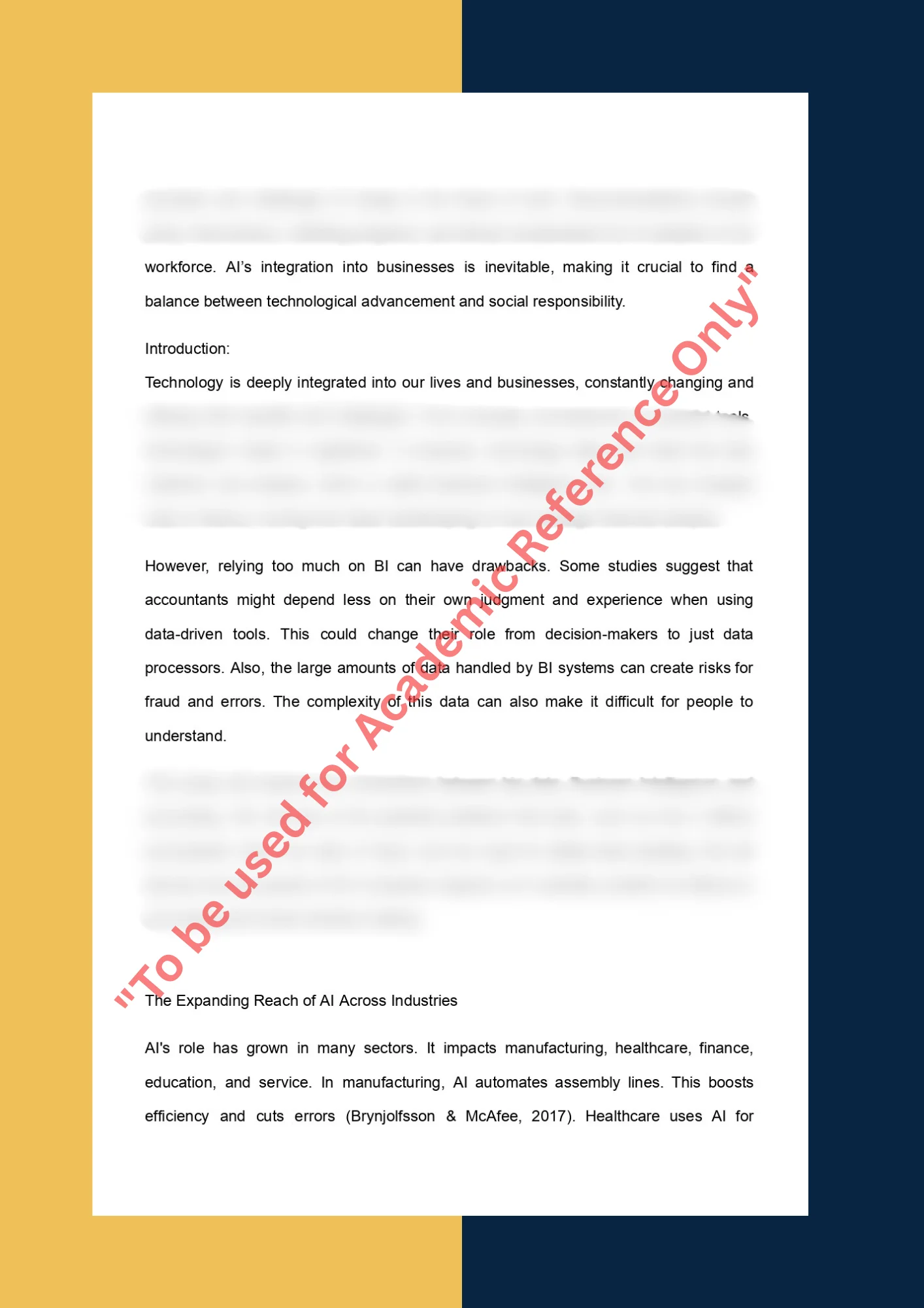Essay Writing Sample solution for AI and the Future of Work 1