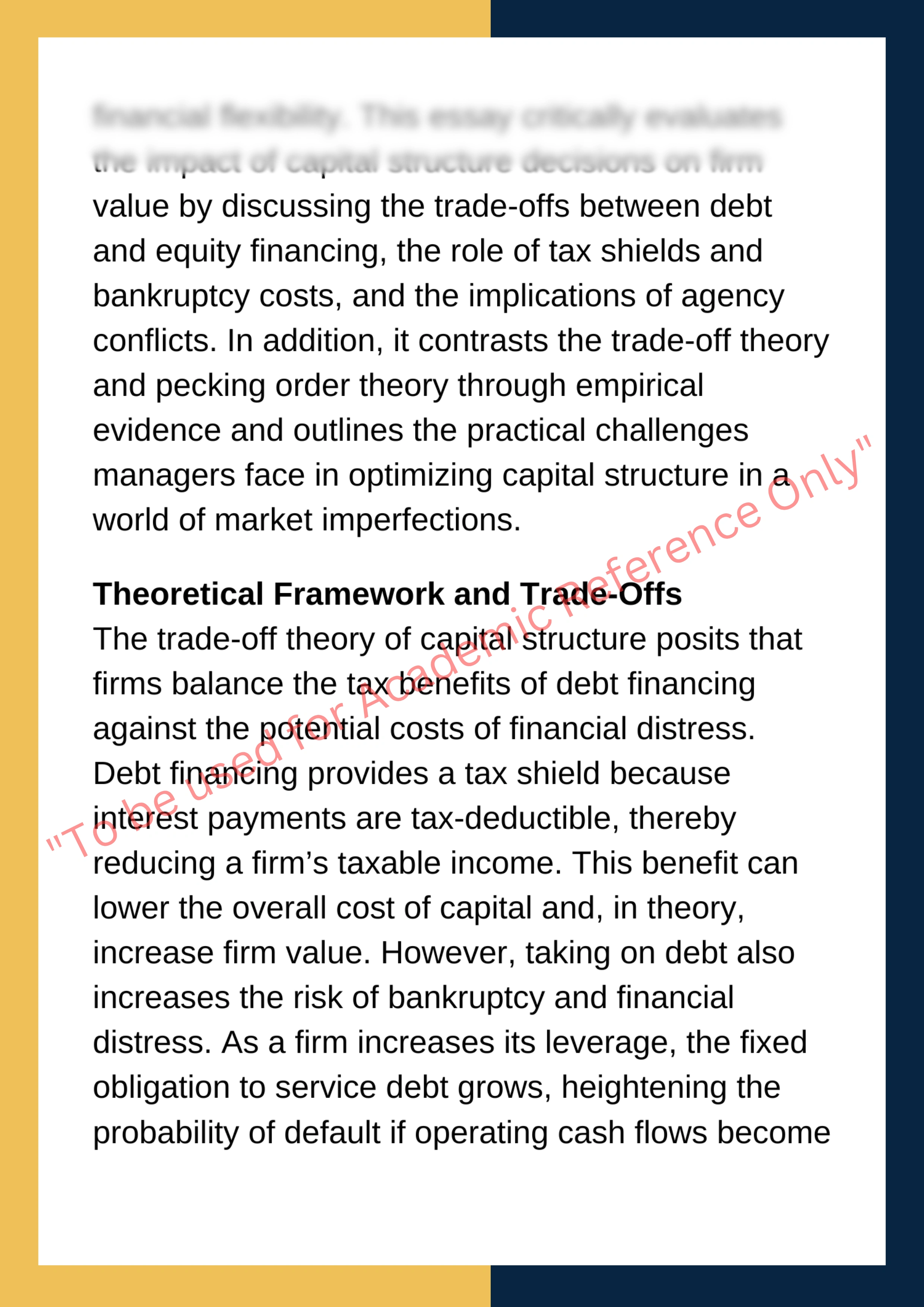 Assignment Sample Of Subject Corporate Finance – ACCT2001 1