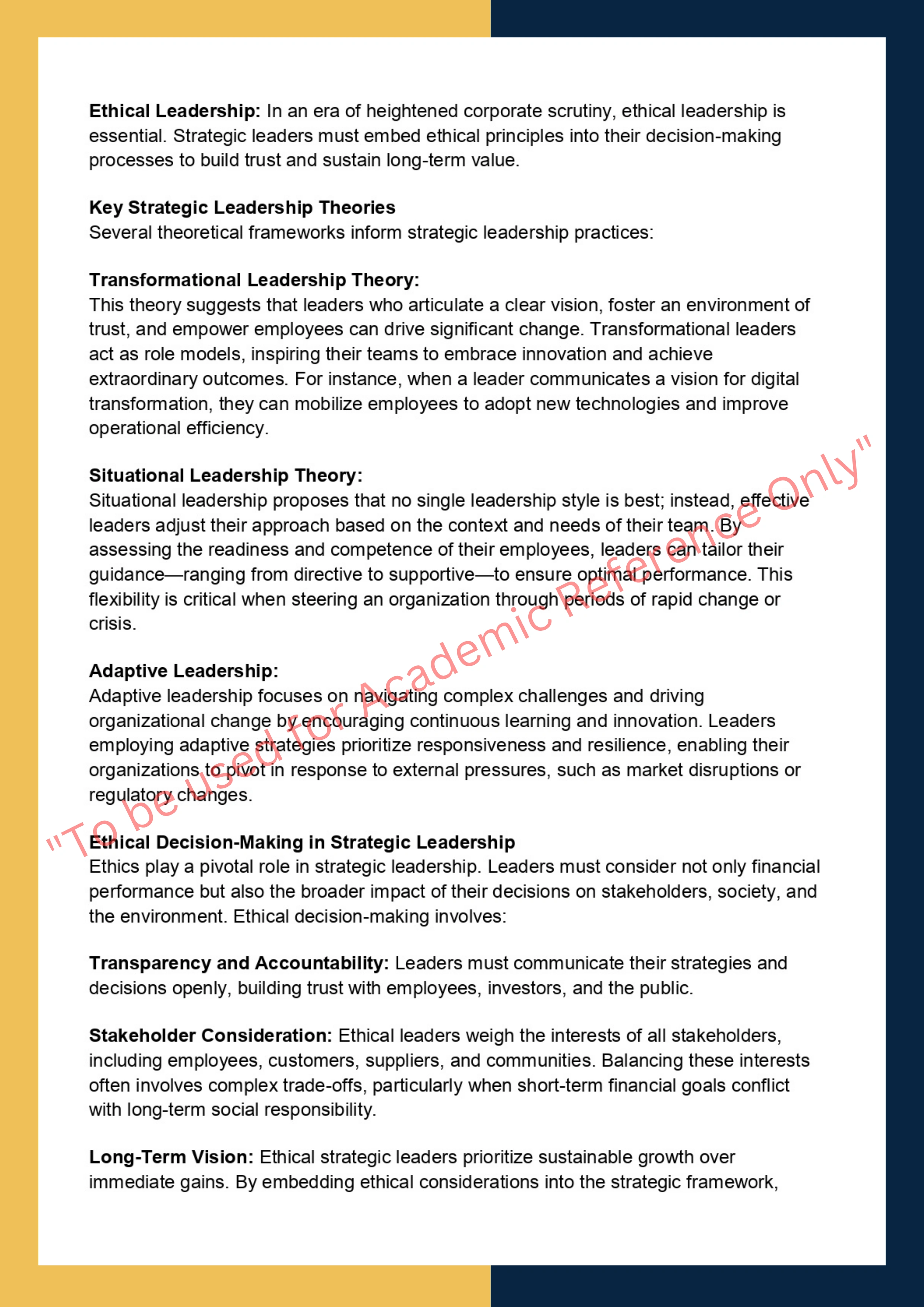 Assignment Sample Of Subject -MBA5010 Strategic Leadership 1