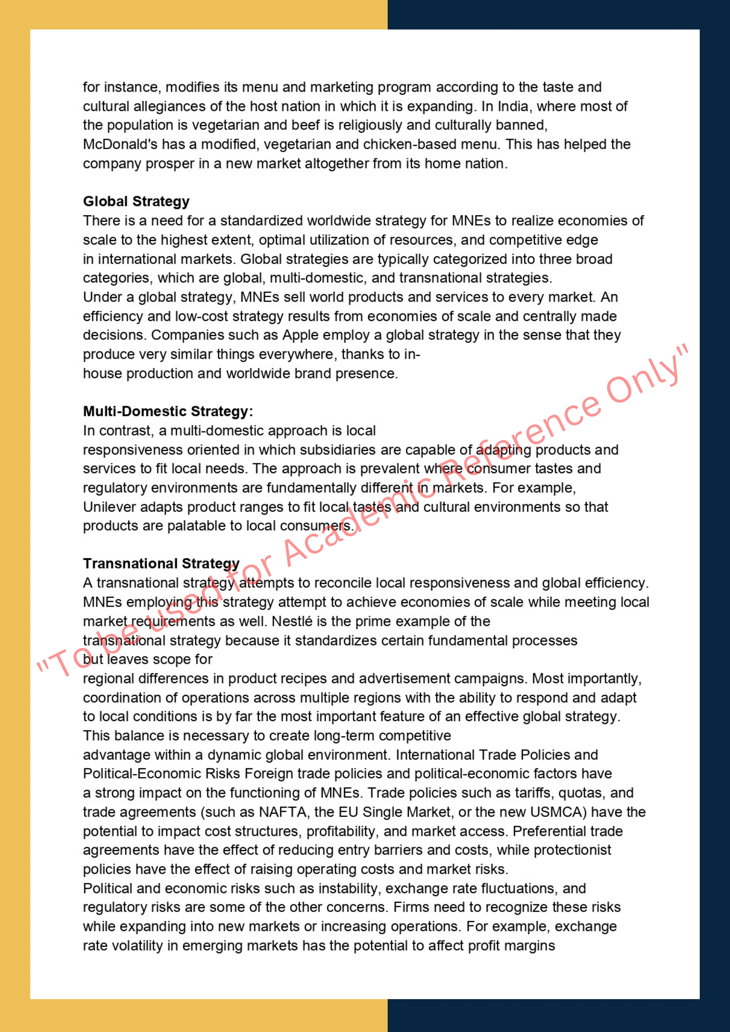 Assignment Sample Of Subject -BUS7100 Course Name International Business 1