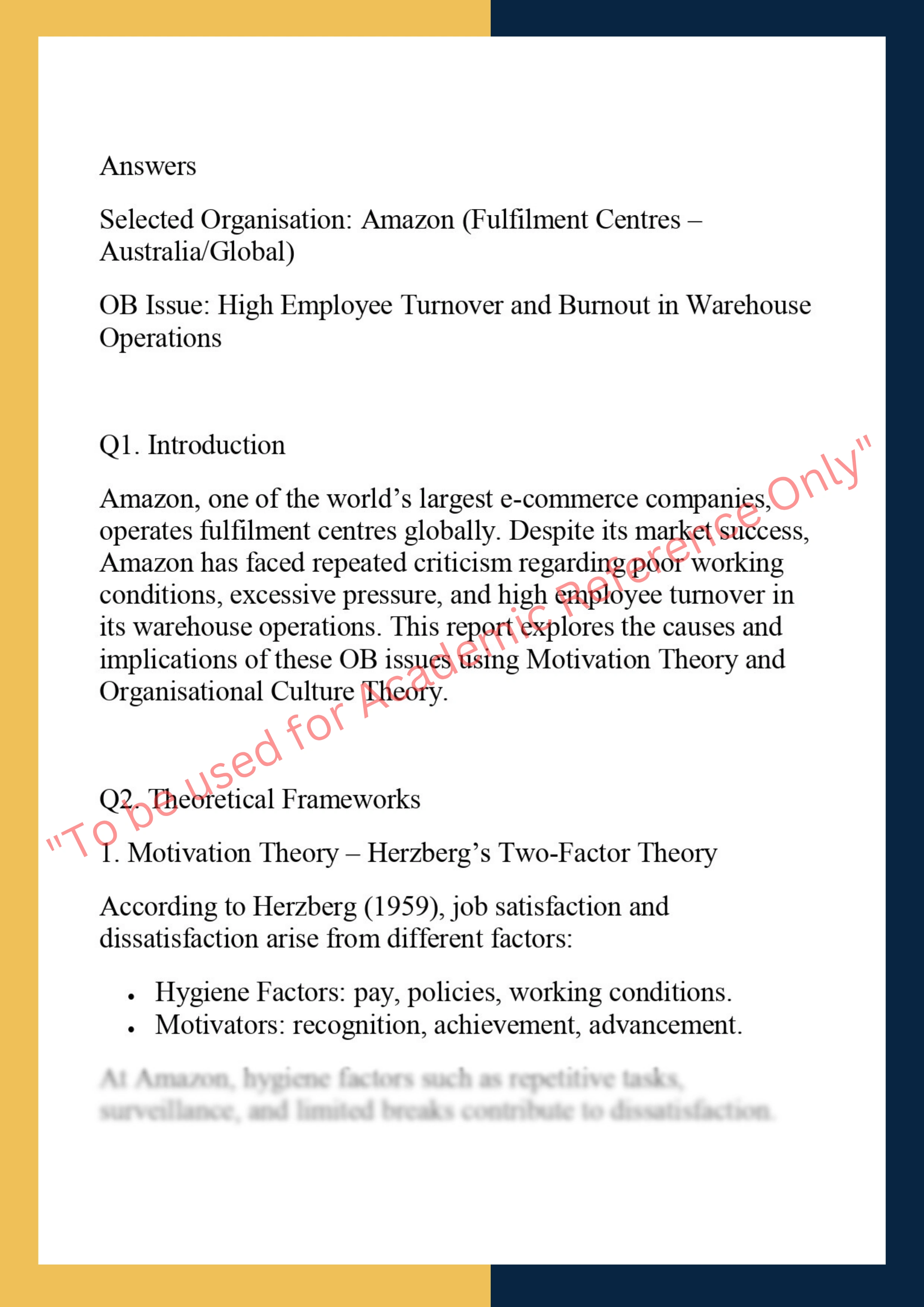 MGMT6003 -Organisational  Behaviour- Individual Analytical Report 1